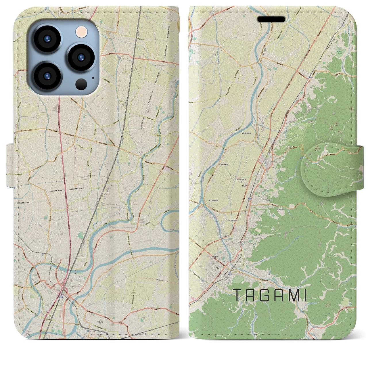 【田上(新潟県)】地図柄iPhoneケース(手帳タイプ)