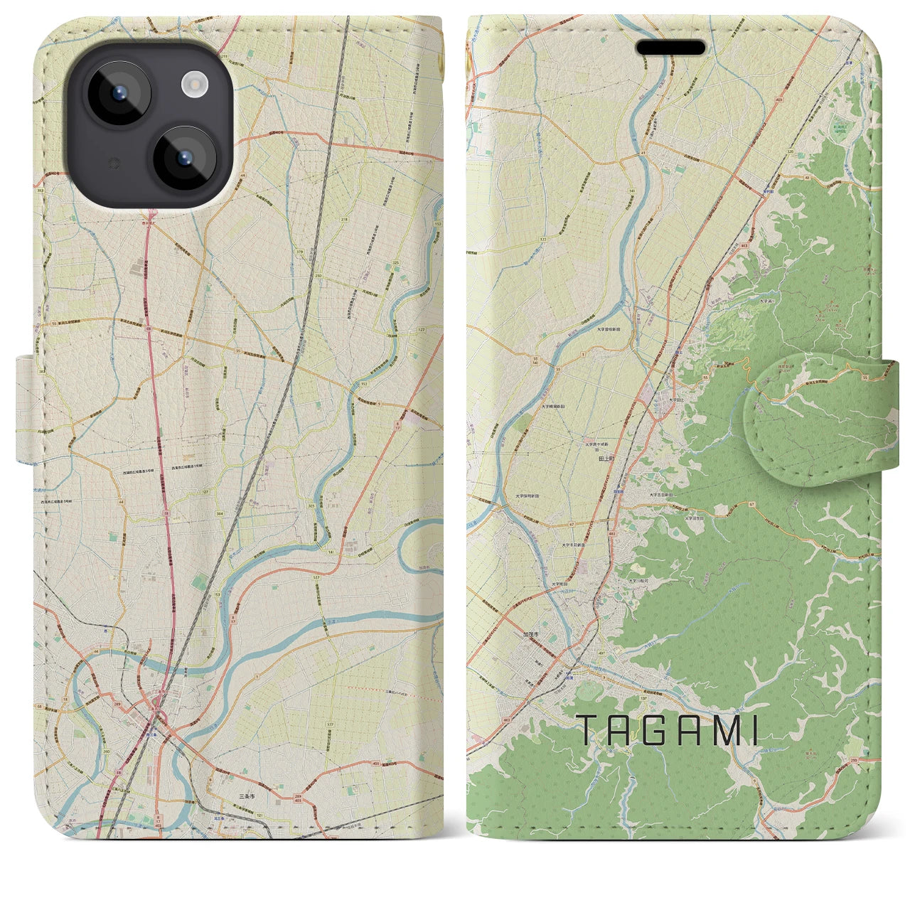 【田上(新潟県)】地図柄iPhoneケース(手帳タイプ)