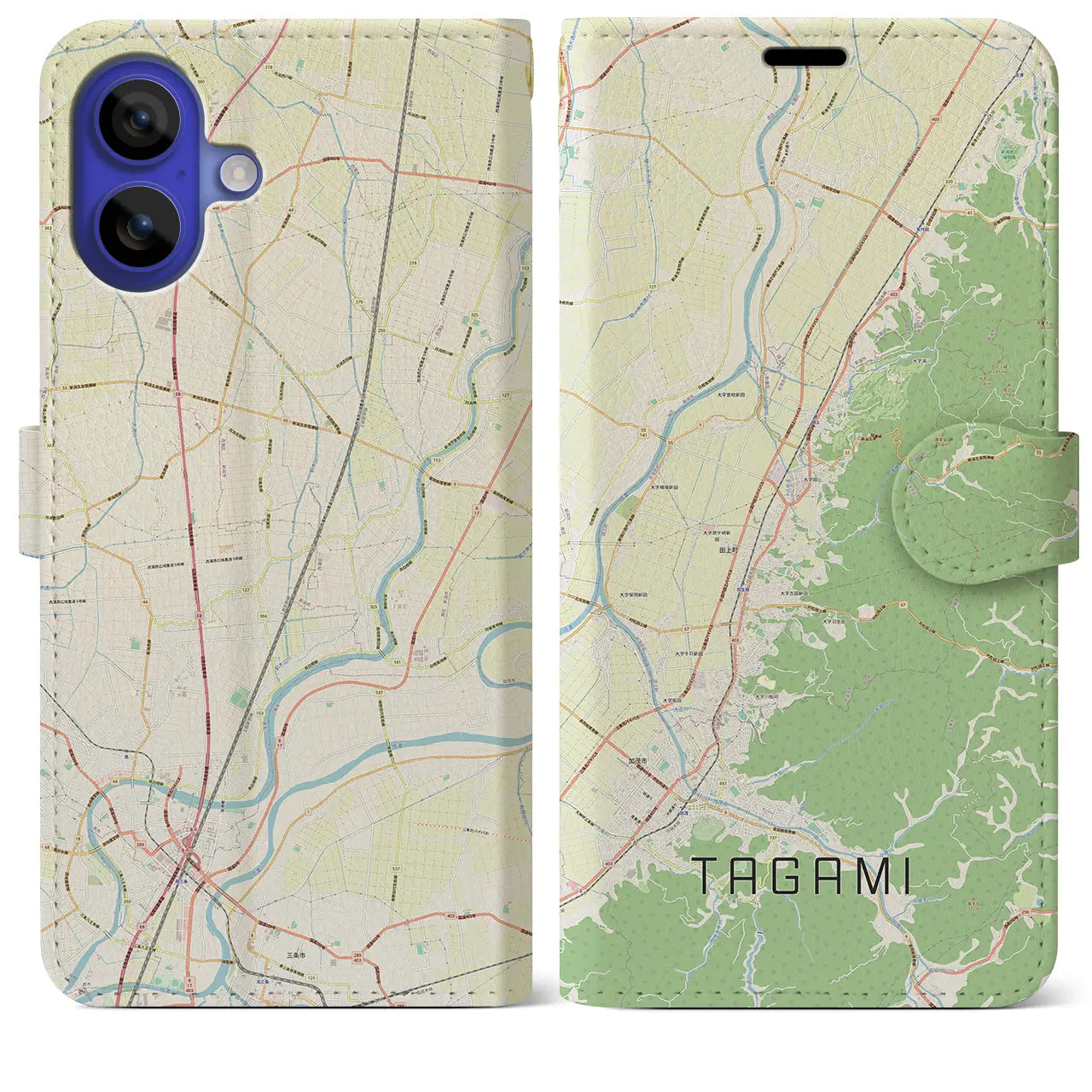 【田上(新潟県)】地図柄iPhoneケース(手帳タイプ)