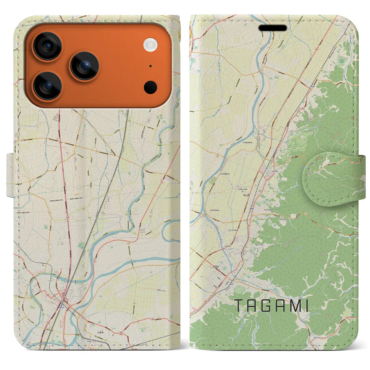 【田上(新潟県)】地図柄iPhoneケース(手帳タイプ)