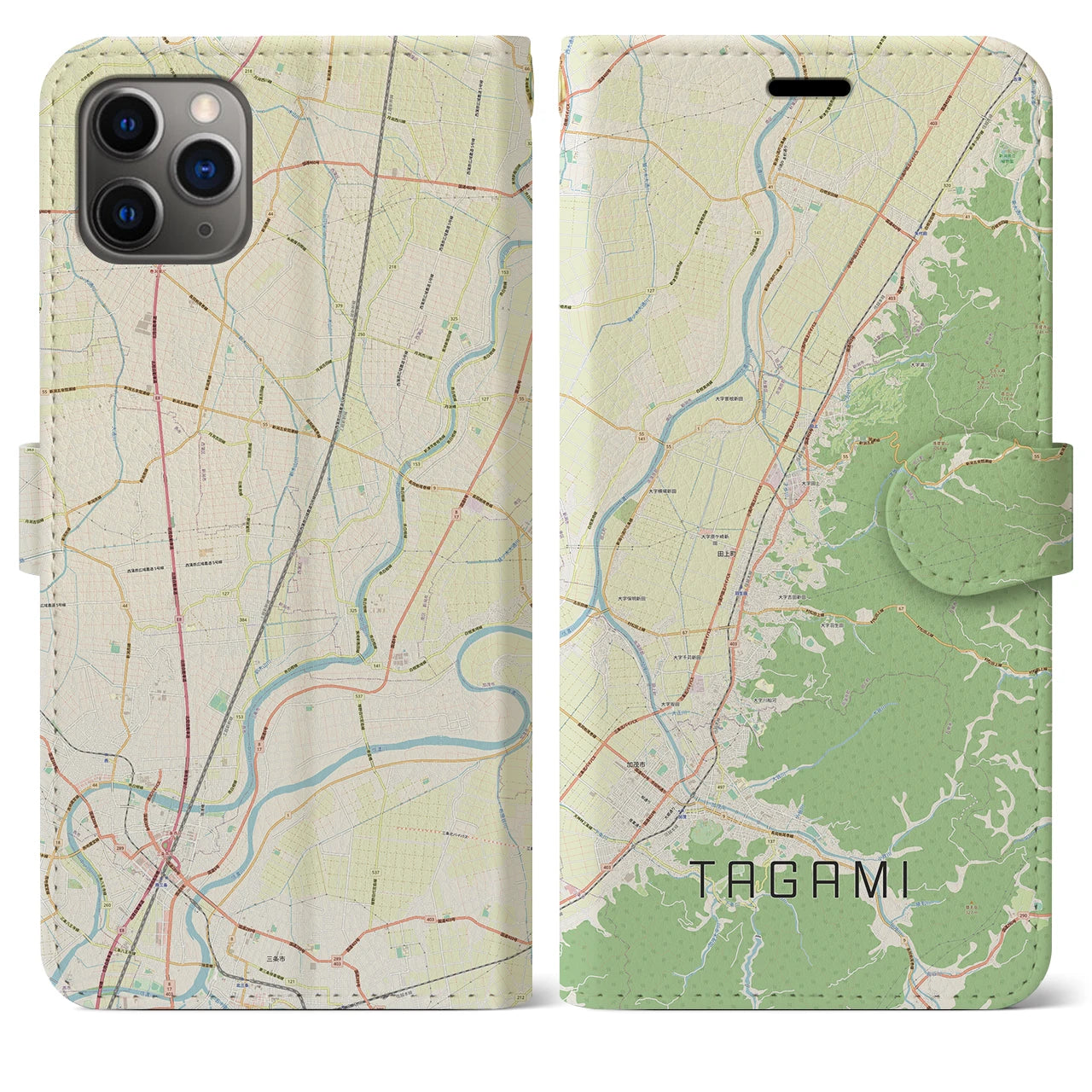 【田上(新潟県)】地図柄iPhoneケース(手帳タイプ)