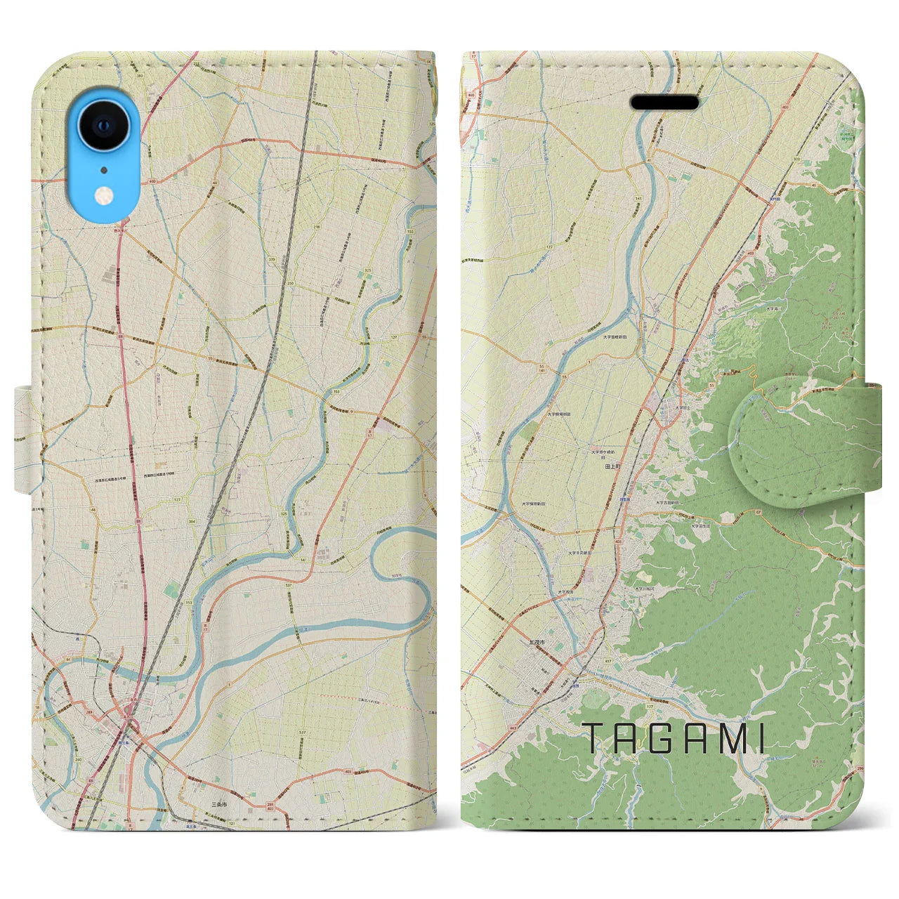 【田上(新潟県)】地図柄iPhoneケース(手帳タイプ)ナチュラル・iPhone XR 用