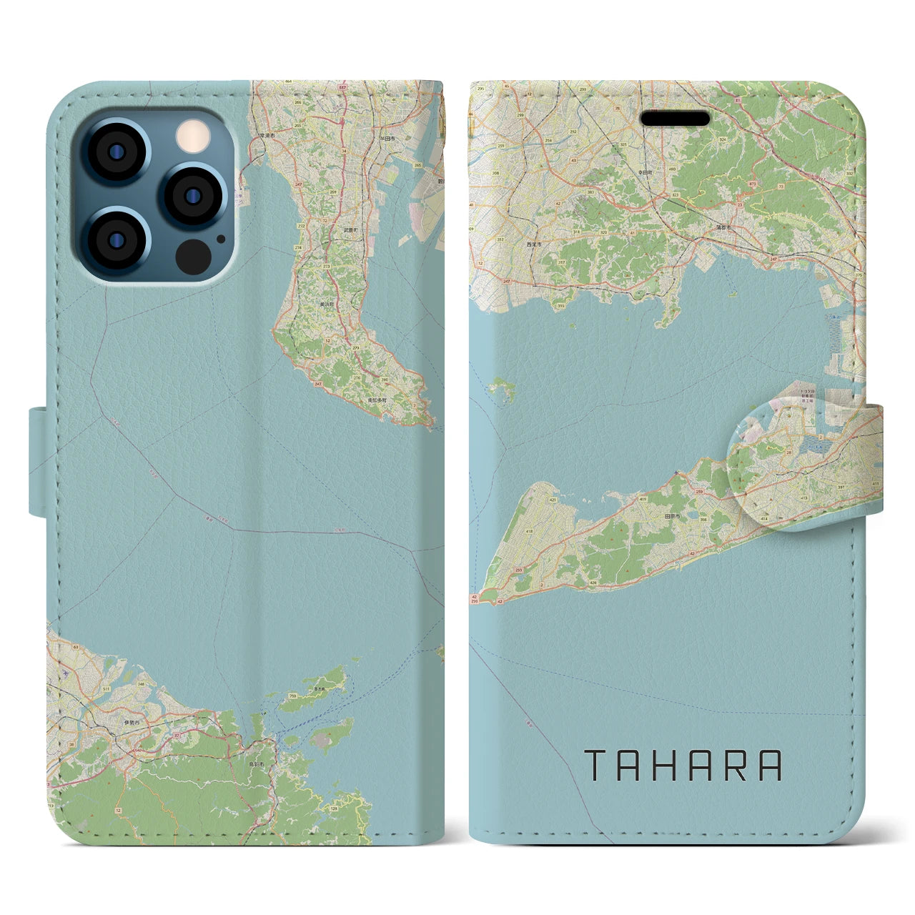 【田原(愛知県)】地図柄iPhoneケース(手帳タイプ)