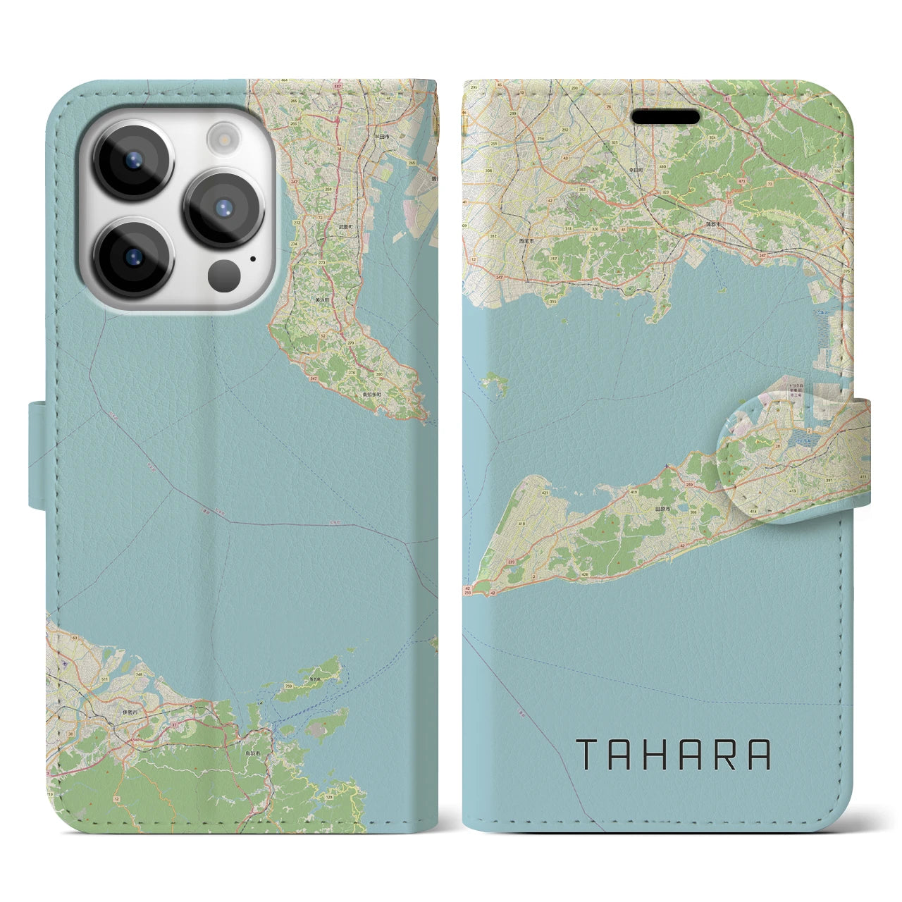 【田原(愛知県)】地図柄iPhoneケース(手帳タイプ)