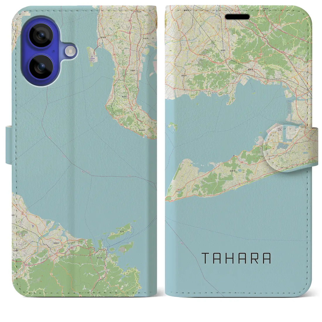 【田原(愛知県)】地図柄iPhoneケース(手帳タイプ)ナチュラル・iPhone 16 Pro Max 用