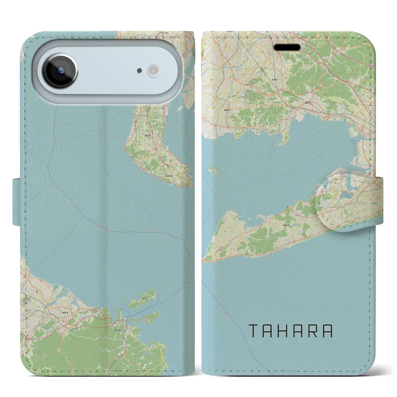 【田原(愛知県)】地図柄iPhoneケース(手帳タイプ)ナチュラル・iPhone 17 Pro Max 用