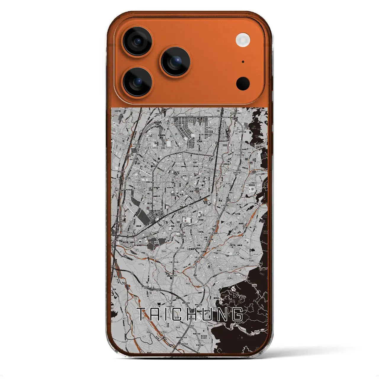 【台中(台湾)】地図柄iPhoneケース(クリアタイプ)モノトーン・iPhone 17 Pro Max 用