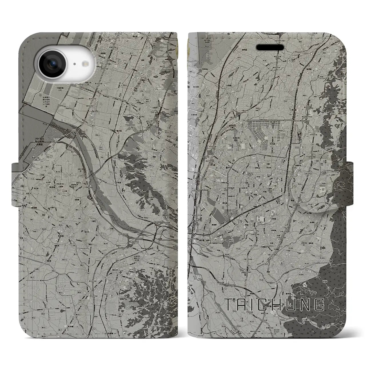 【台中(台湾)】地図柄iPhoneケース(手帳タイプ)