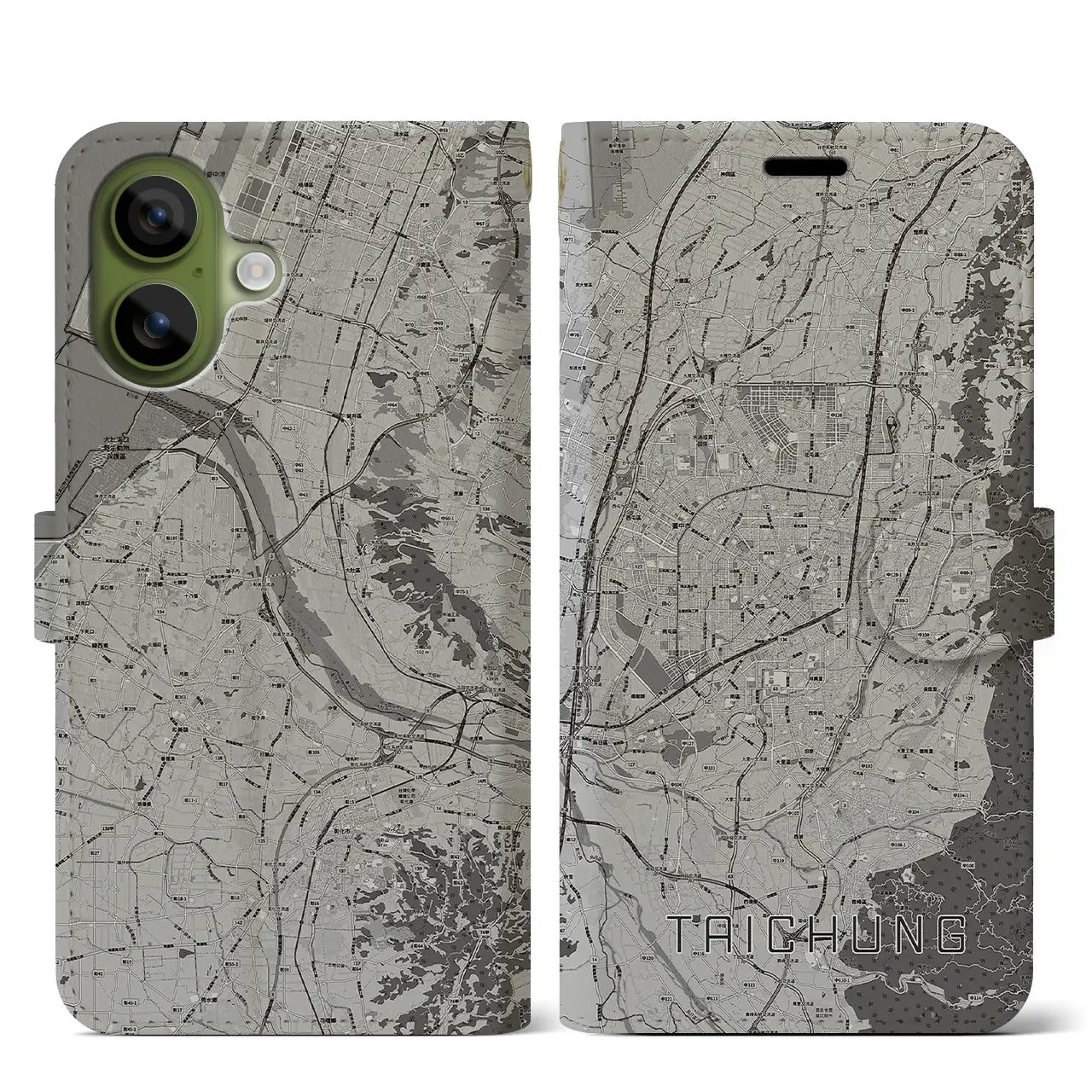 【台中(台湾)】地図柄iPhoneケース(手帳タイプ)