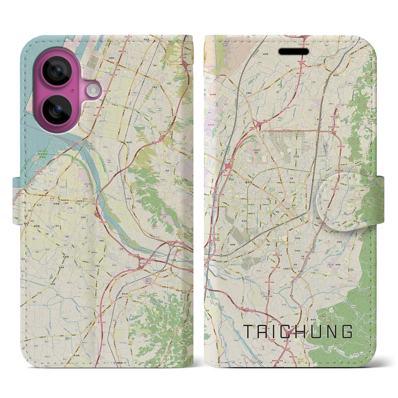 【台中(台湾)】地図柄iPhoneケース(手帳タイプ)