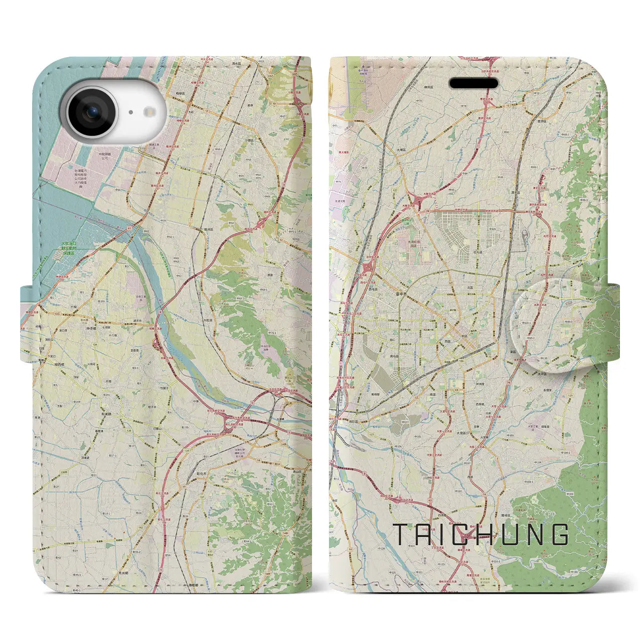 【台中(台湾)】地図柄iPhoneケース(手帳タイプ)