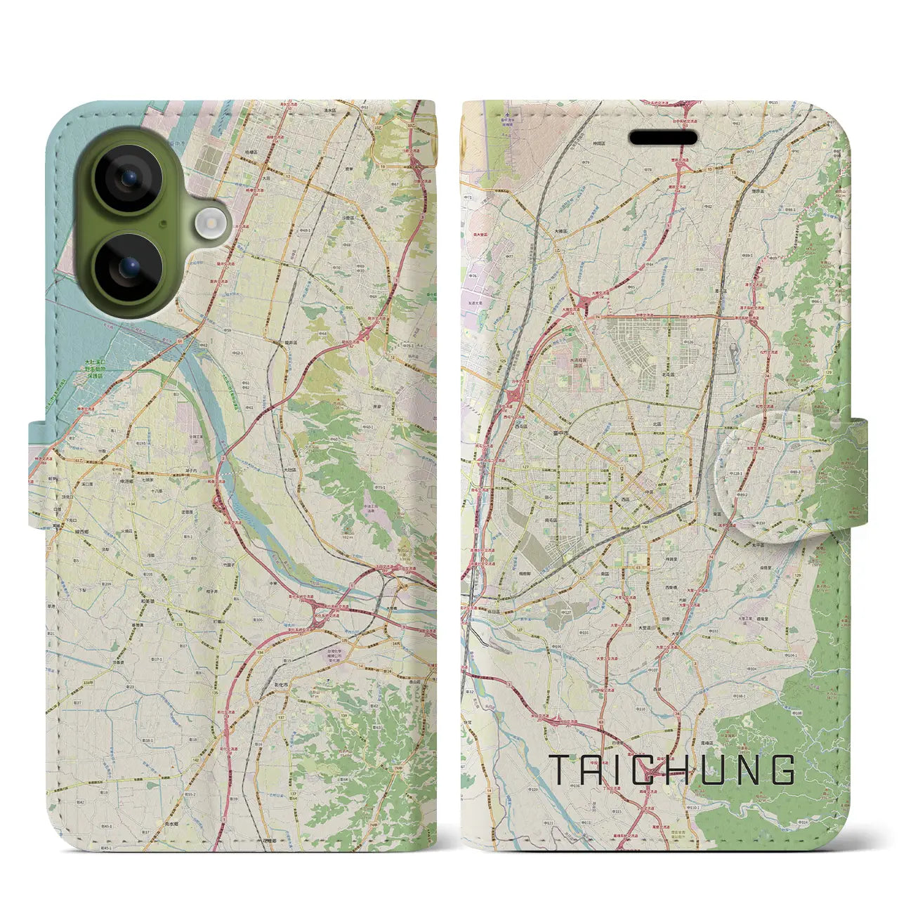 【台中(台湾)】地図柄iPhoneケース(手帳タイプ)