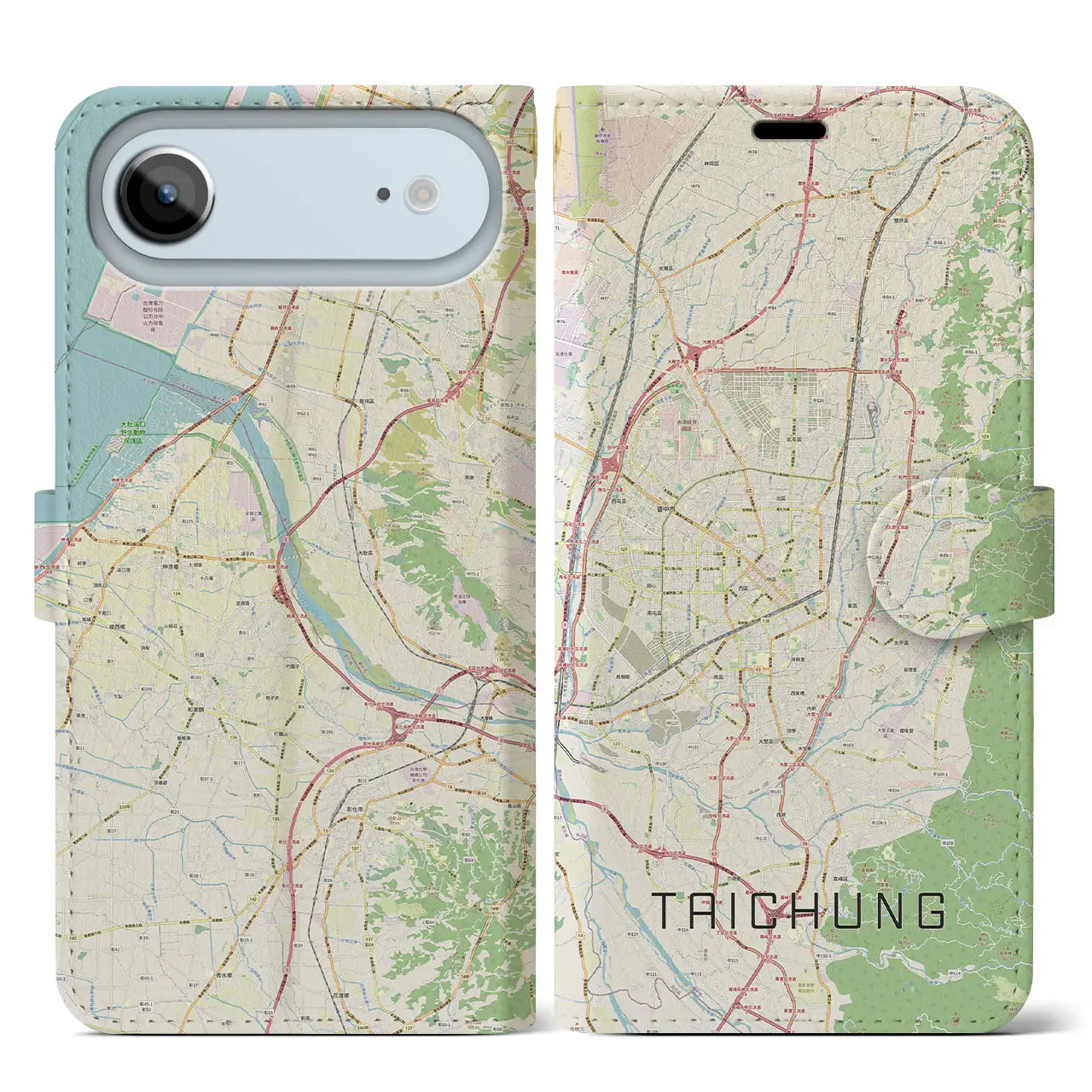 【台中(台湾)】地図柄iPhoneケース(手帳タイプ)