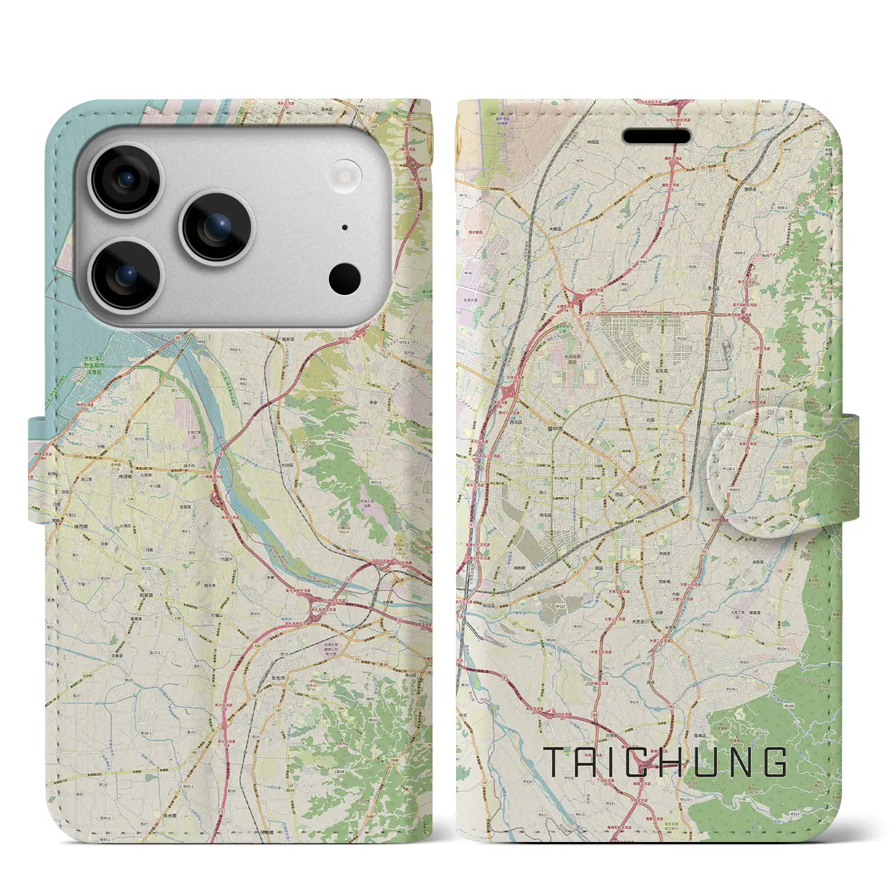 【台中(台湾)】地図柄iPhoneケース(手帳タイプ)