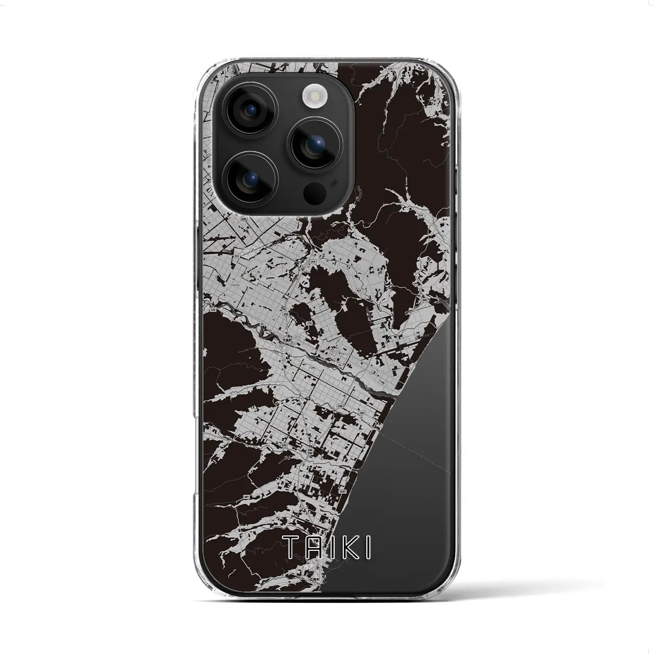 【大樹(北海道)】地図柄iPhoneケース(クリアタイプ)モノトーン・iPhone 16 用