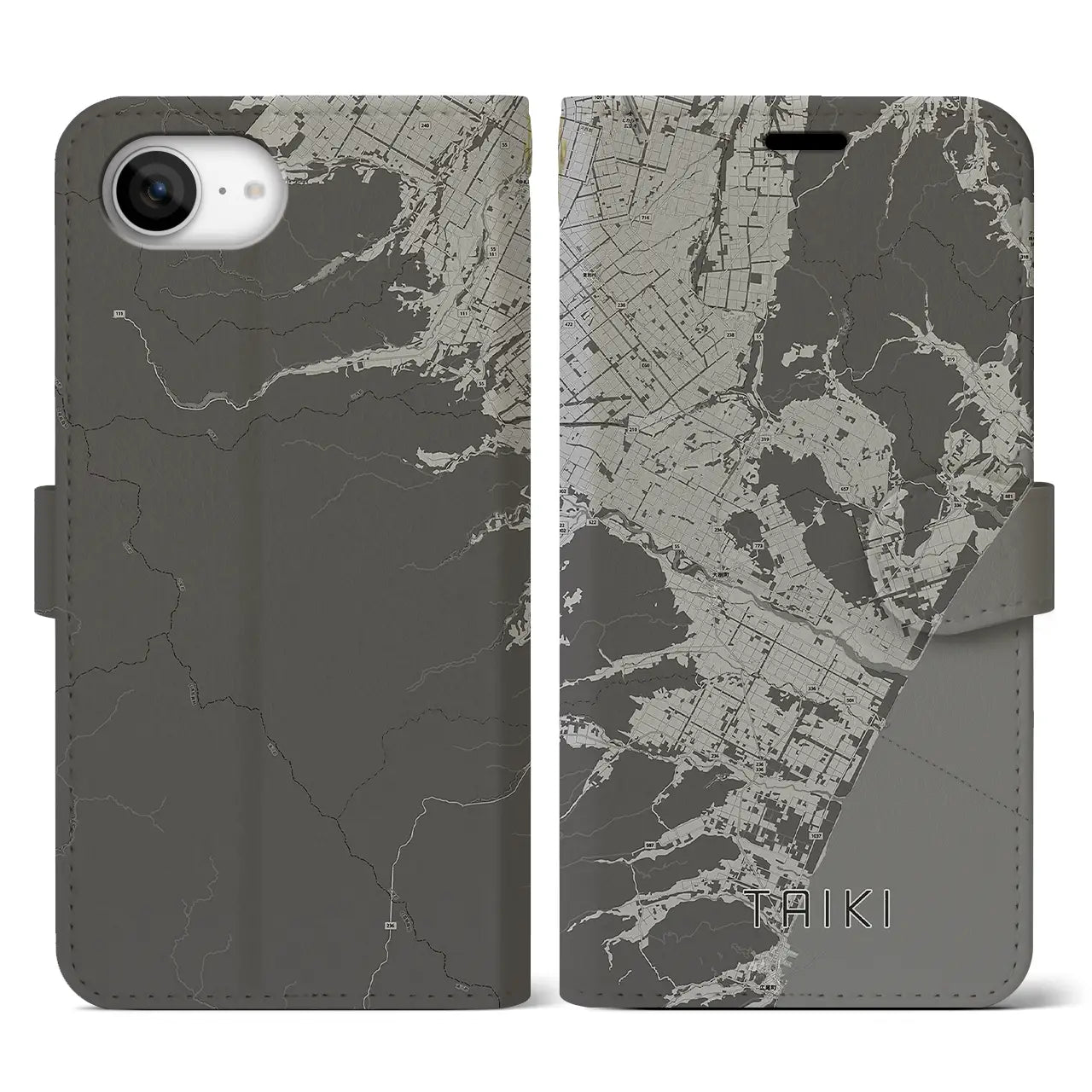 【大樹(北海道)】地図柄iPhoneケース(手帳タイプ)