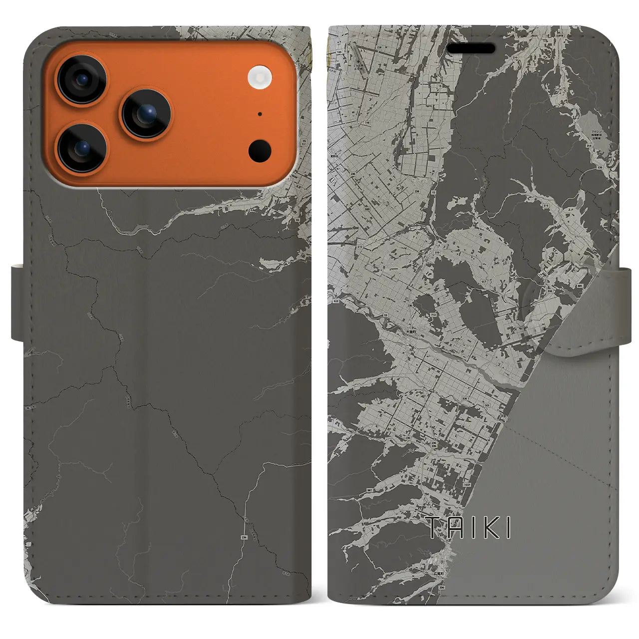 【大樹(北海道)】地図柄iPhoneケース(手帳タイプ)