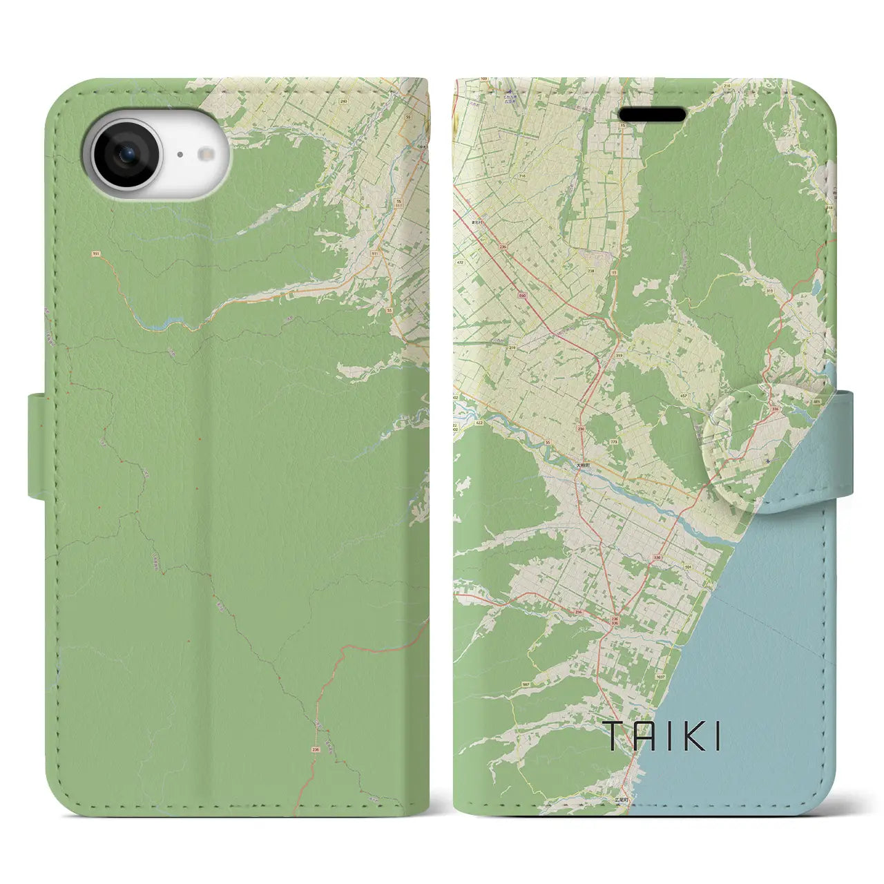 【大樹(北海道)】地図柄iPhoneケース(手帳タイプ)