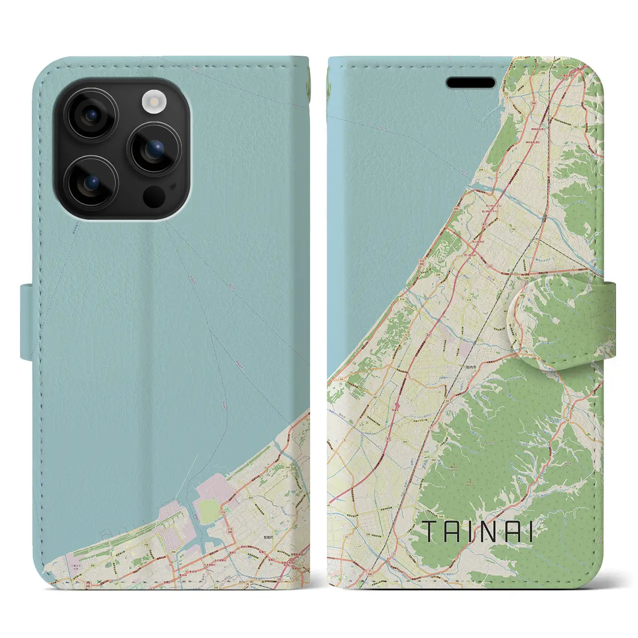 【胎内(新潟県)】地図柄iPhoneケース(手帳タイプ)ナチュラル・iPhone 16 用