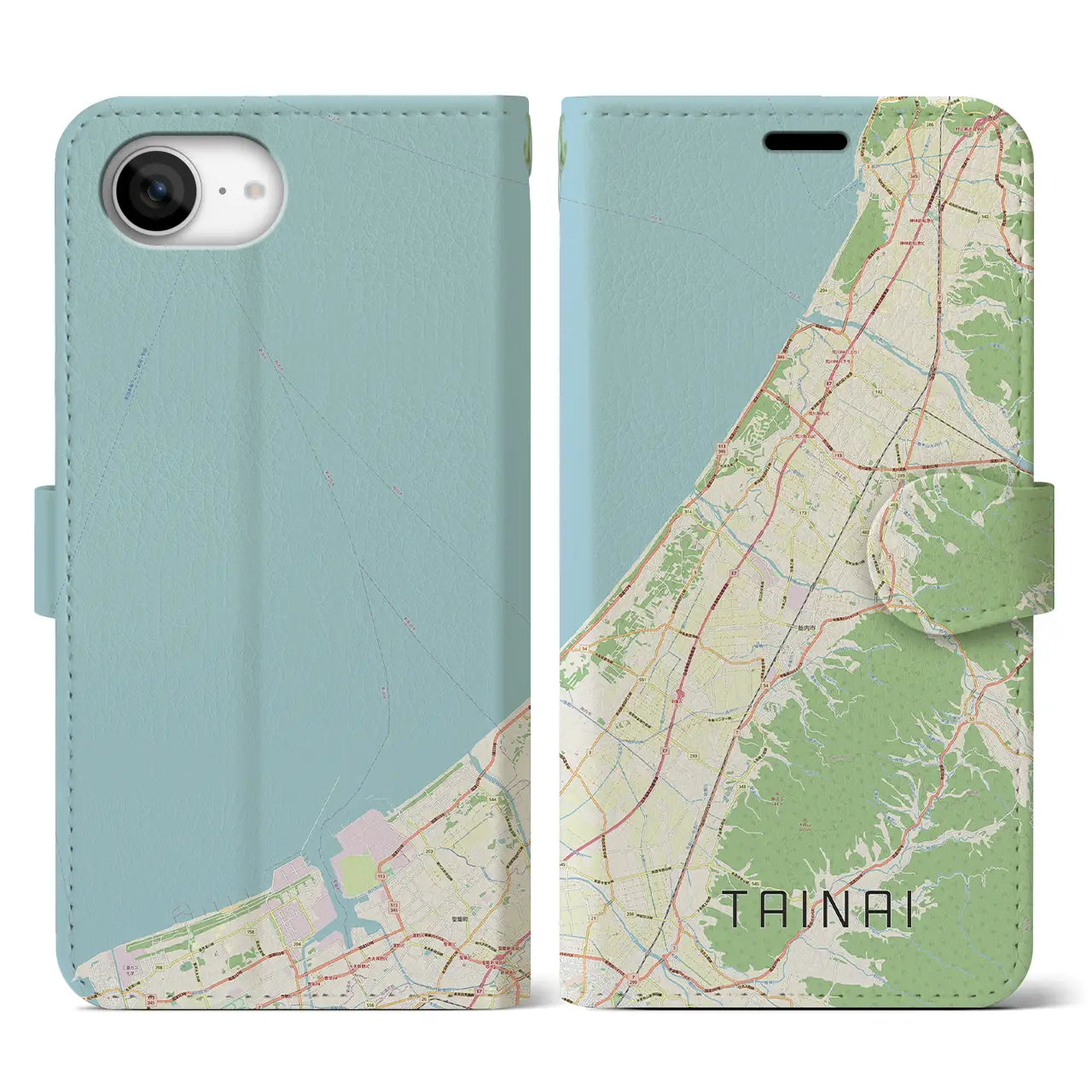 【胎内(新潟県)】地図柄iPhoneケース(手帳タイプ)