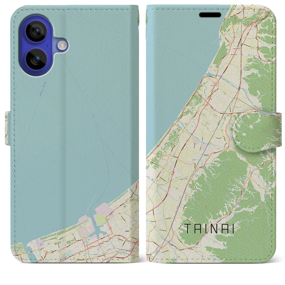 【胎内(新潟県)】地図柄iPhoneケース(手帳タイプ)ナチュラル・iPhone 16 Pro Max 用