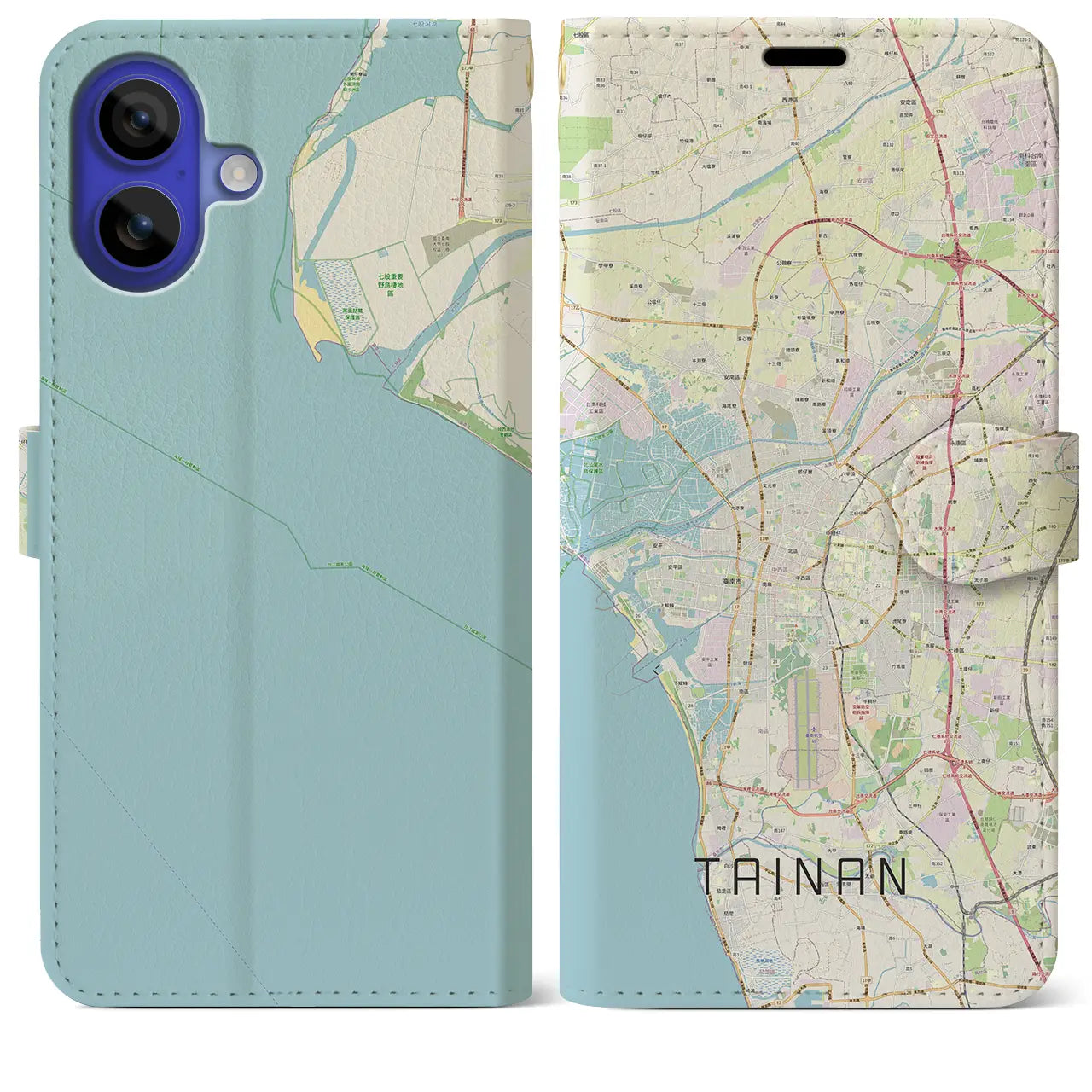【台南(台湾)】地図柄iPhoneケース(手帳タイプ)ナチュラル・iPhone 16 Pro Max 用