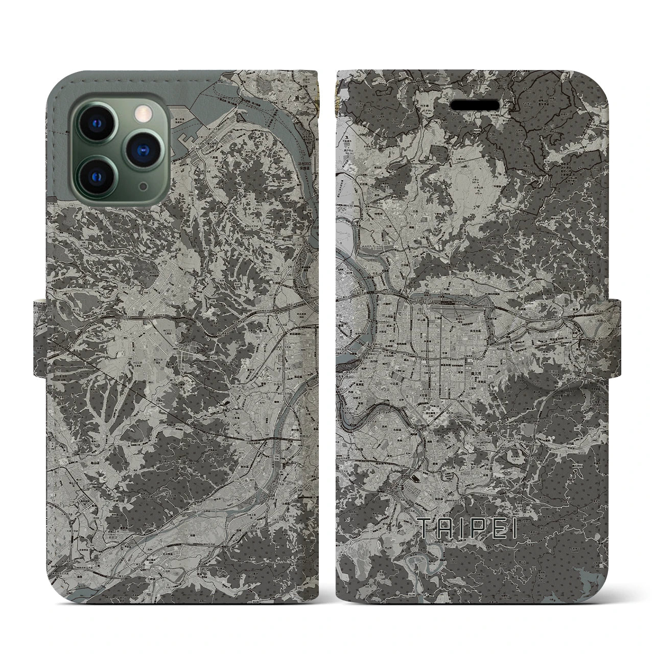 【台北(台湾)】地図柄iPhoneケース(手帳タイプ)モノトーン・iPhone 11 Pro 用
