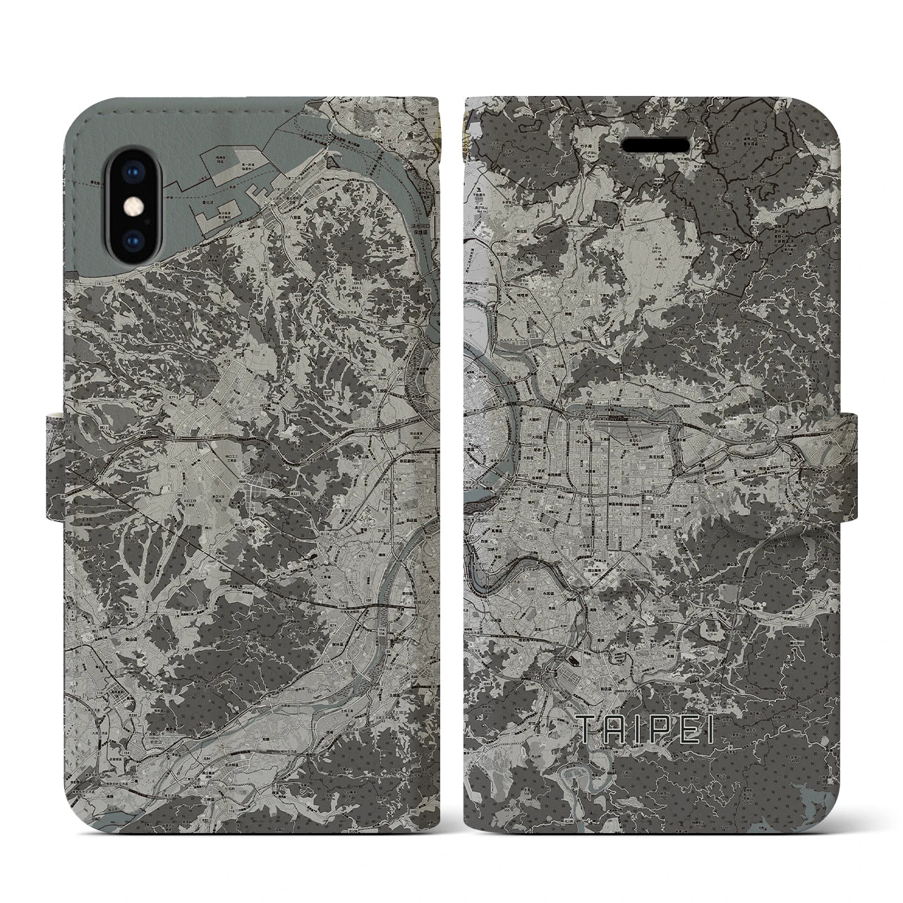 【台北(台湾)】地図柄iPhoneケース(手帳タイプ)モノトーン・iPhone XS / X 用