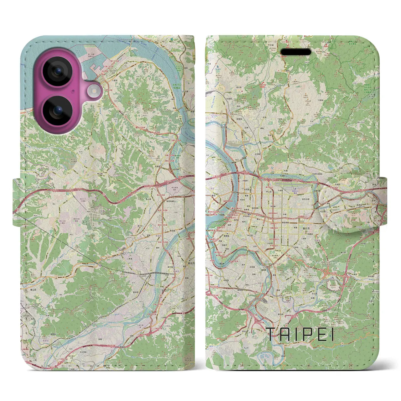 【台北(台湾)】地図柄iPhoneケース(手帳タイプ)ナチュラル・iPhone 16 Pro 用