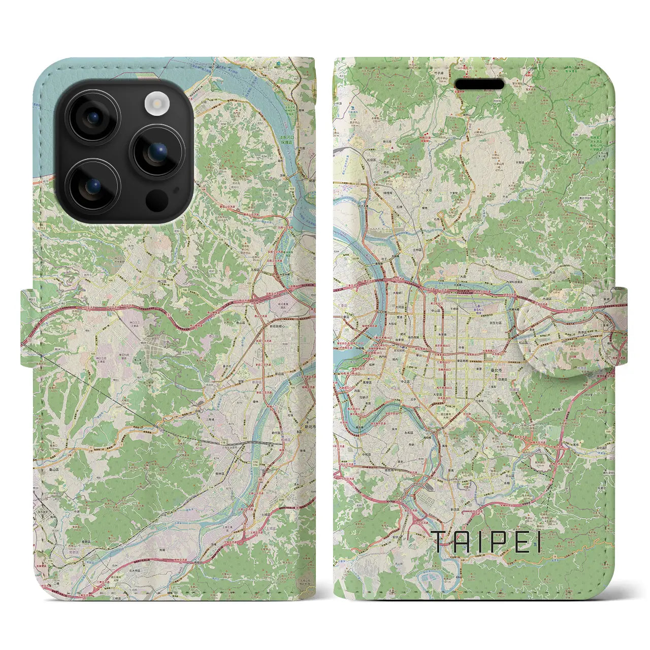 【台北(台湾)】地図柄iPhoneケース(手帳タイプ)ナチュラル・iPhone 16 用