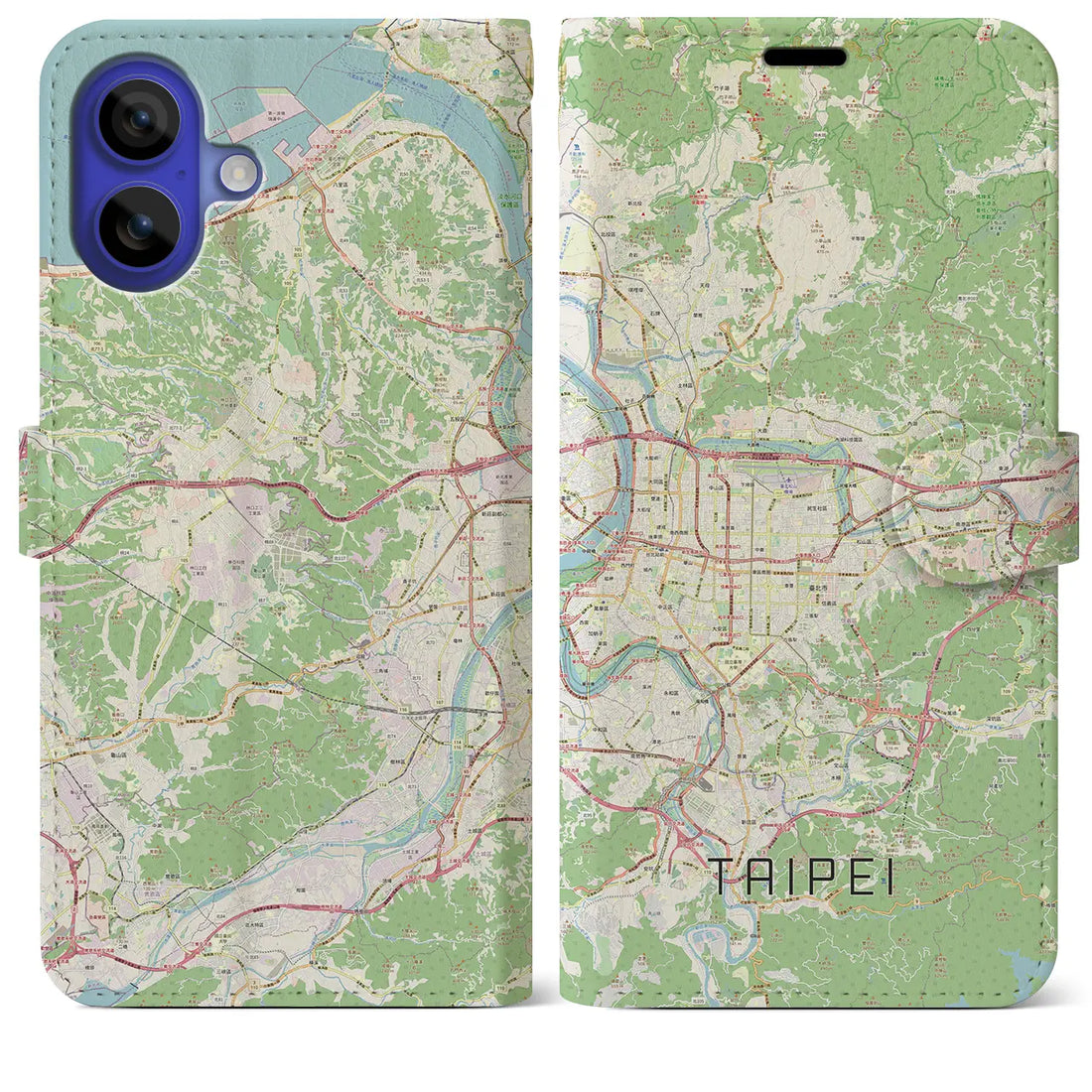 【台北(台湾)】地図柄iPhoneケース(手帳タイプ)ナチュラル・iPhone 16 Pro Max 用