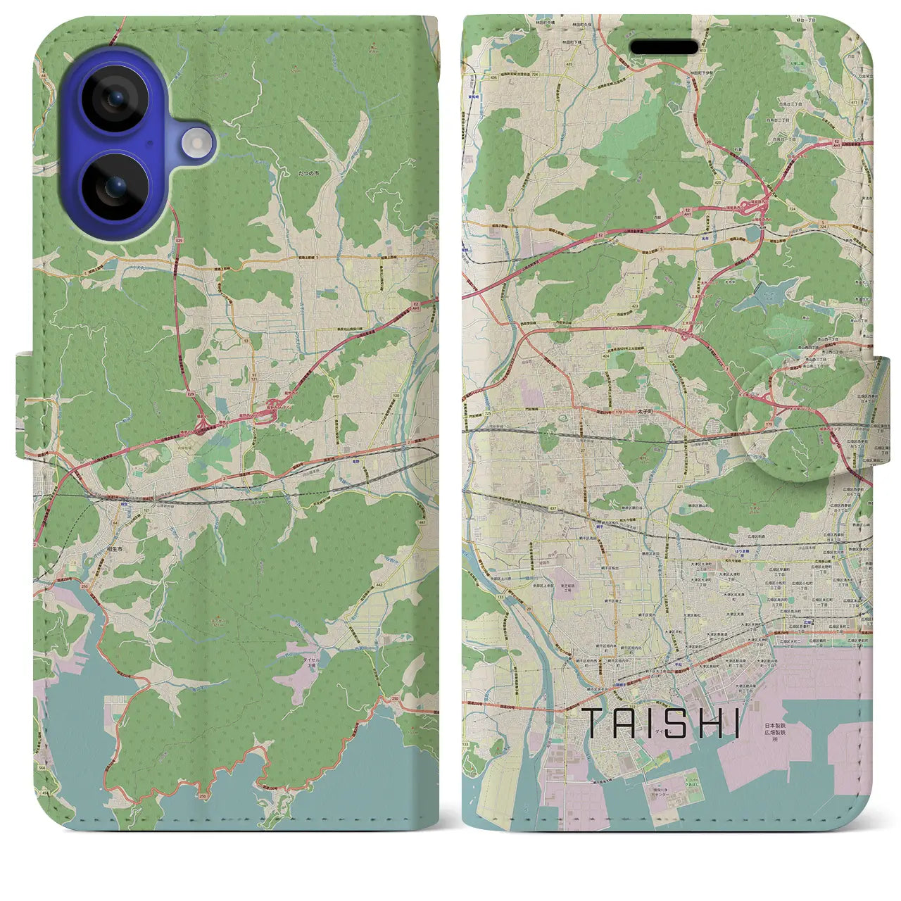 【太子(兵庫県)】地図柄iPhoneケース(手帳タイプ)