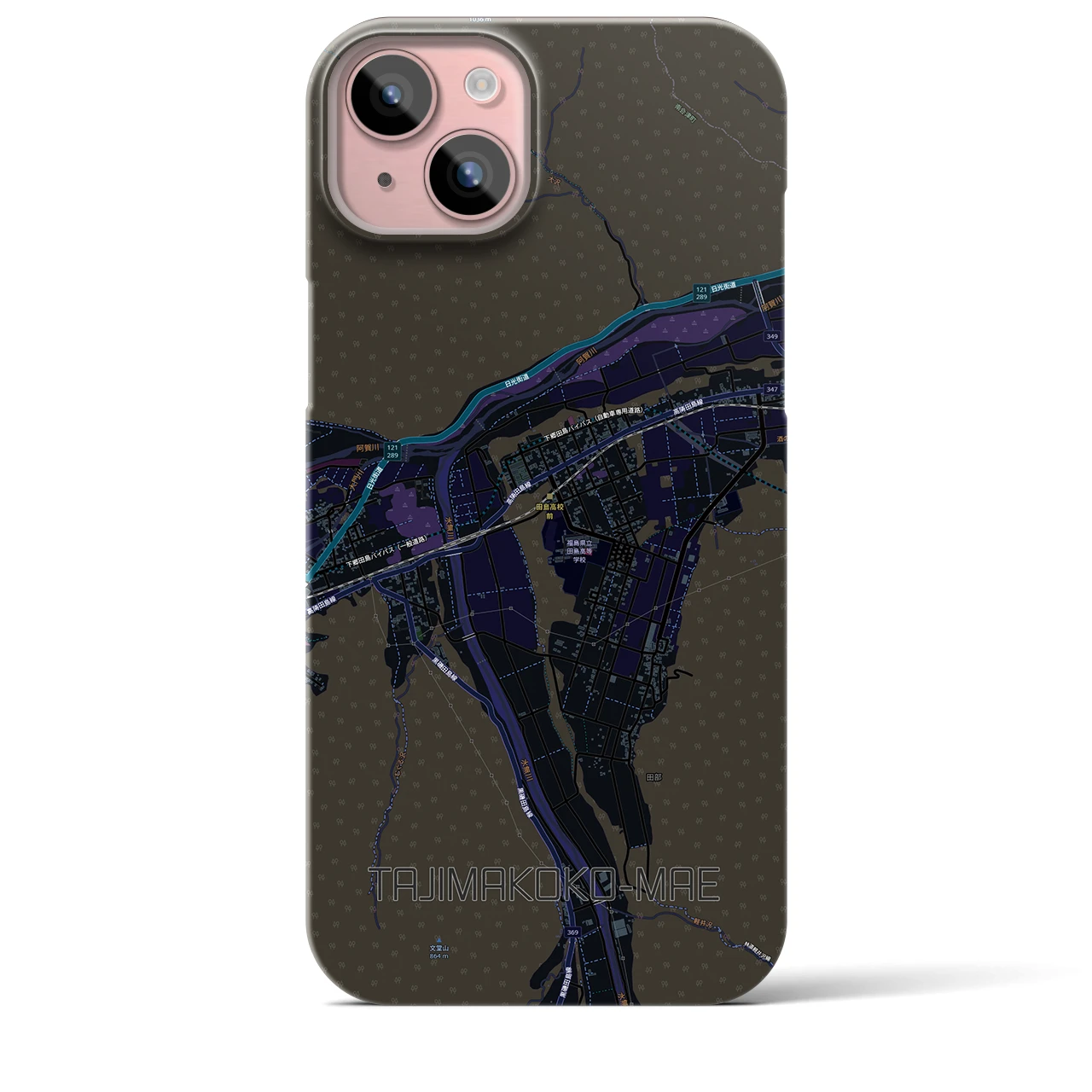 【田島高校前(福島県)】地図柄iPhoneケース(バックカバータイプ)
