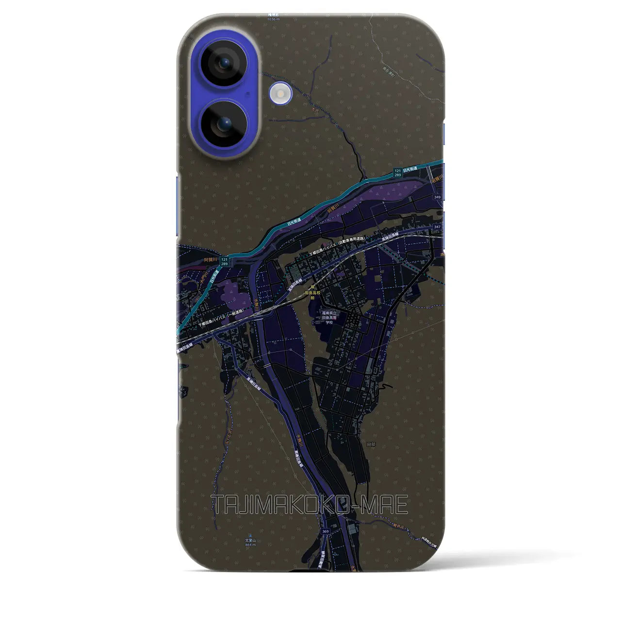 【田島高校前(福島県)】地図柄iPhoneケース(バックカバータイプ)