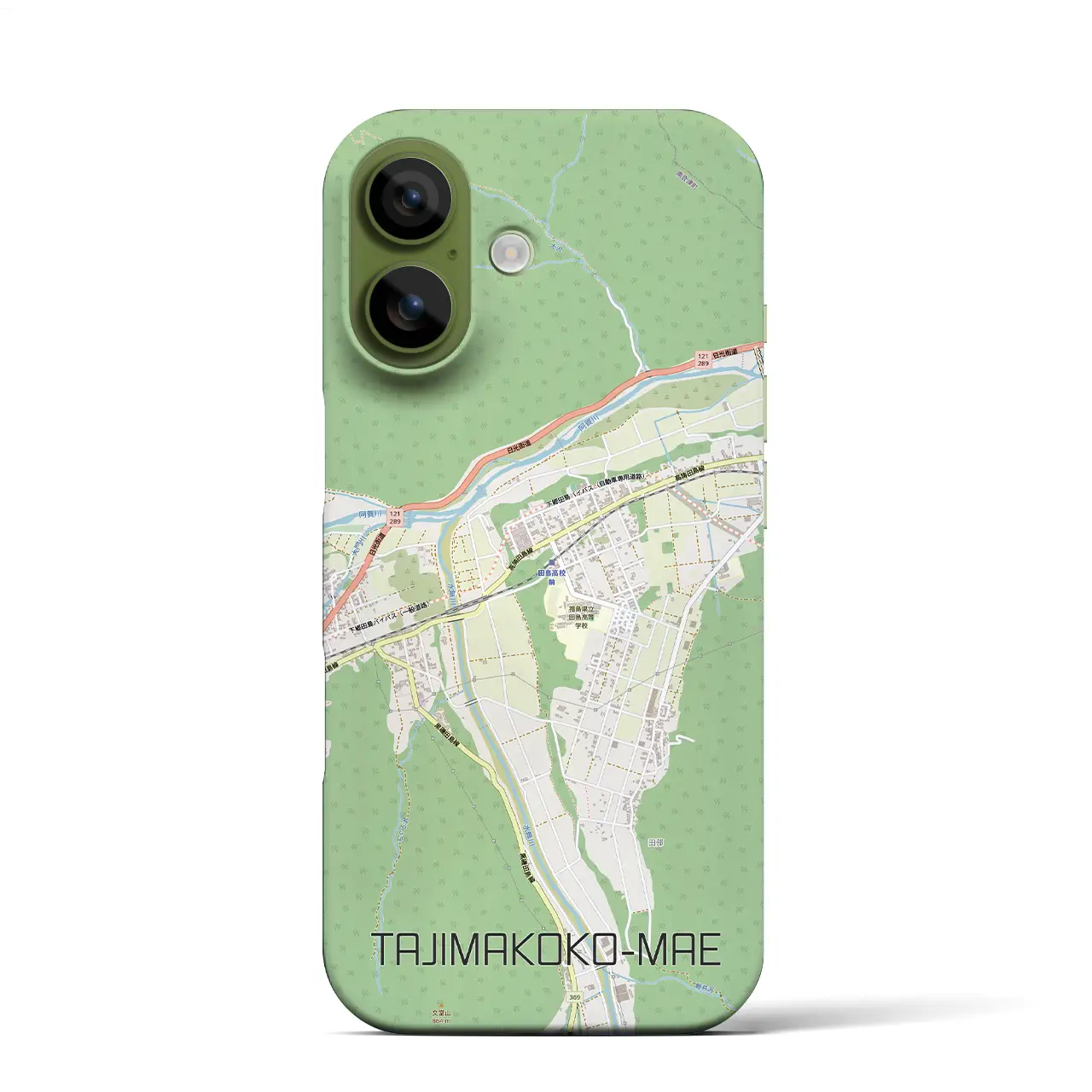 【田島高校前(福島県)】地図柄iPhoneケース(バックカバータイプ)ブラック・iPhone 17 Pro Max 用