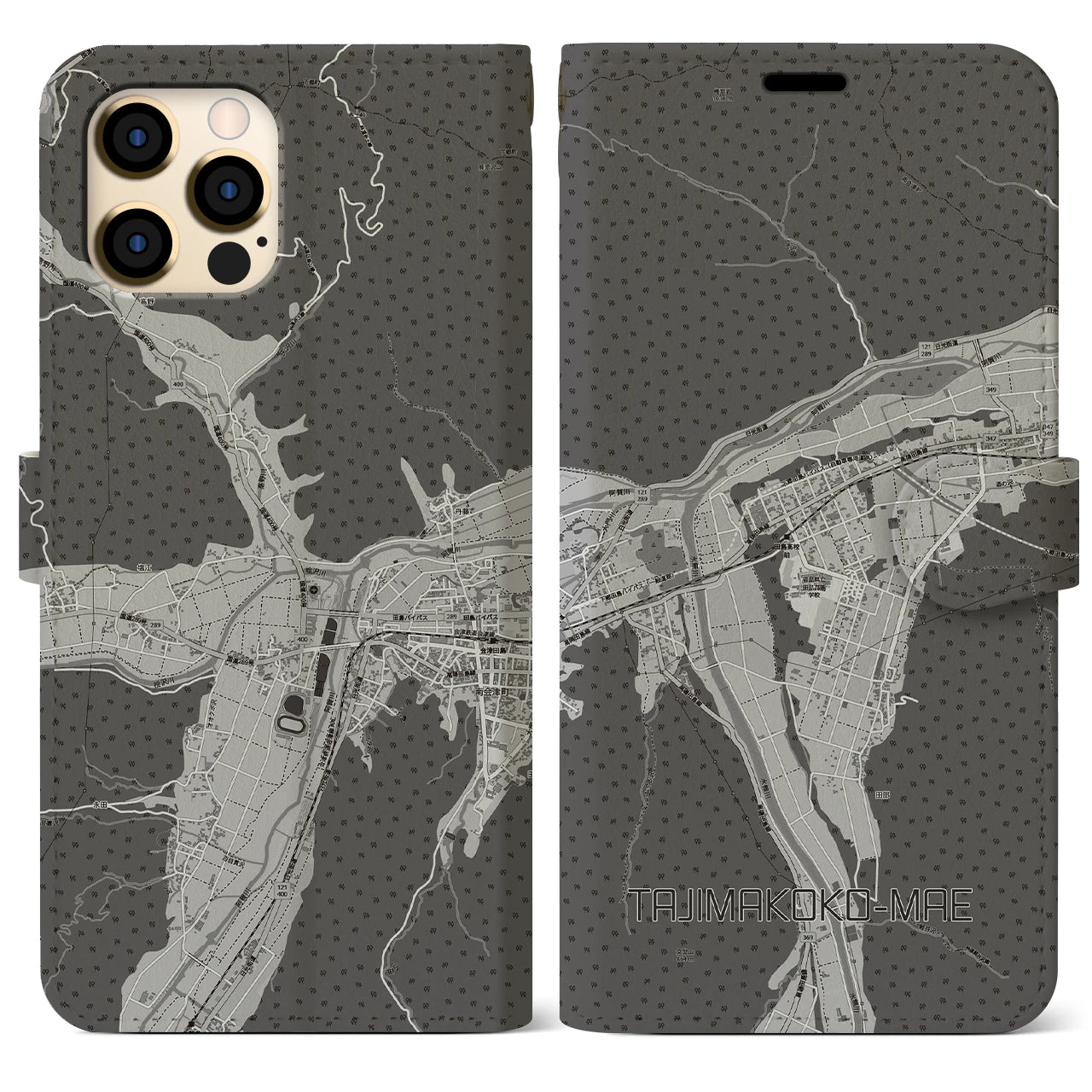 【田島高校前(福島県)】地図柄iPhoneケース(手帳タイプ)