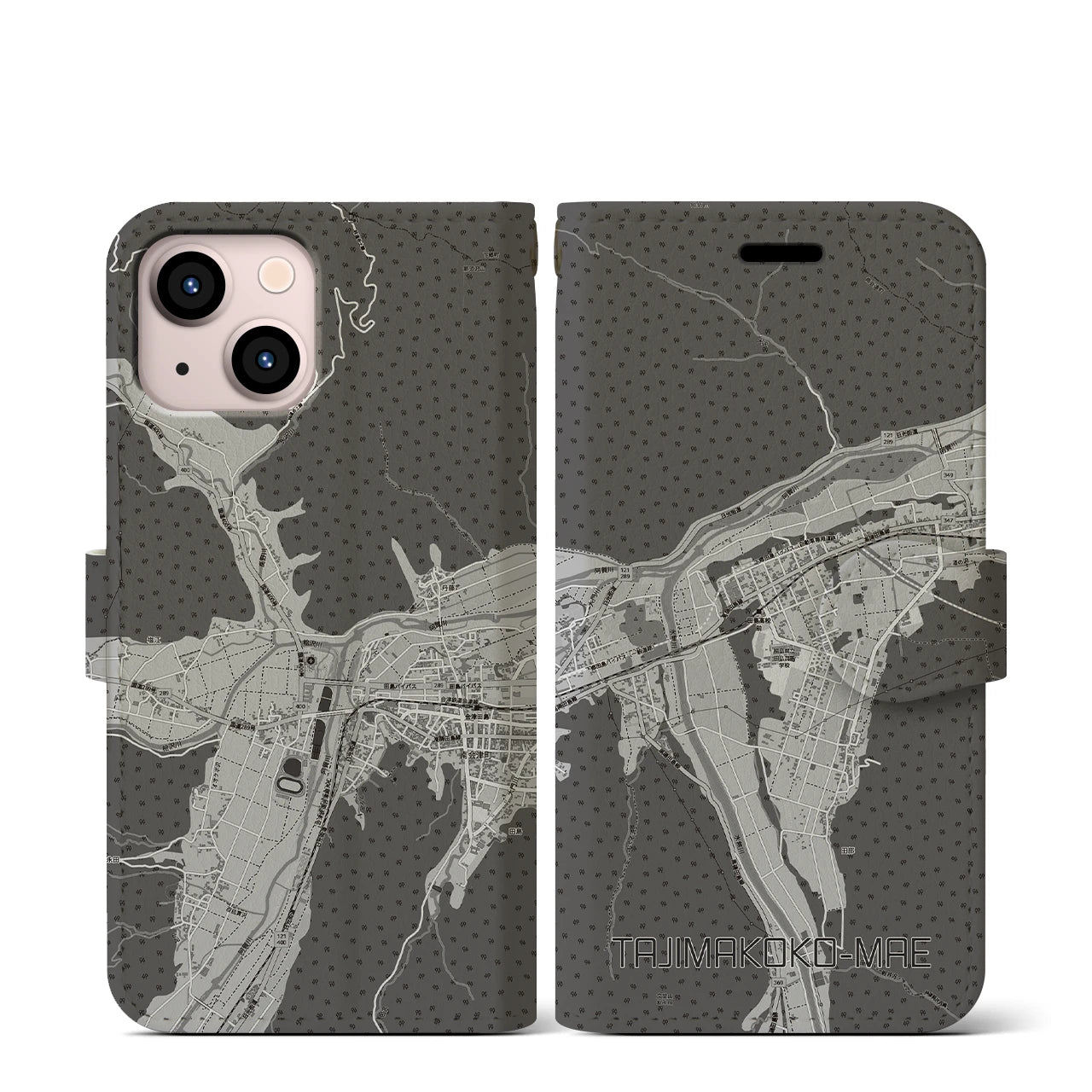 【田島高校前(福島県)】地図柄iPhoneケース(手帳タイプ)