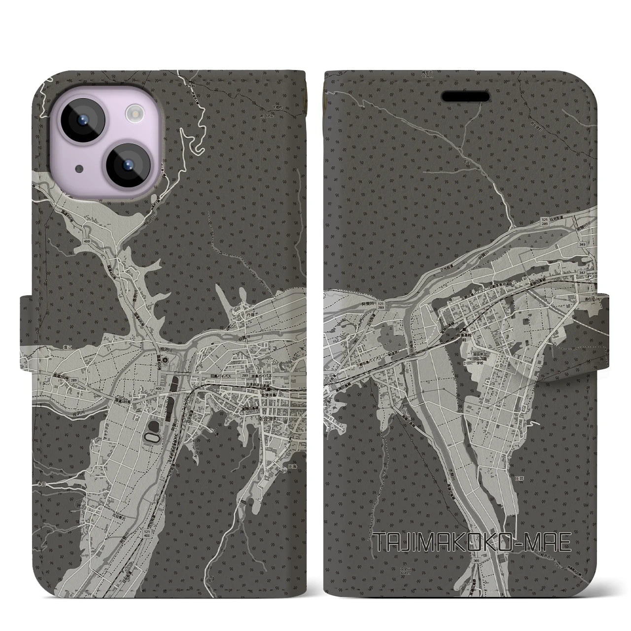 【田島高校前(福島県)】地図柄iPhoneケース(手帳タイプ)