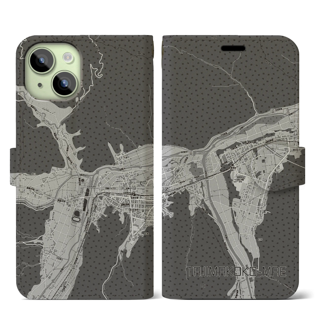 【田島高校前(福島県)】地図柄iPhoneケース(手帳タイプ)