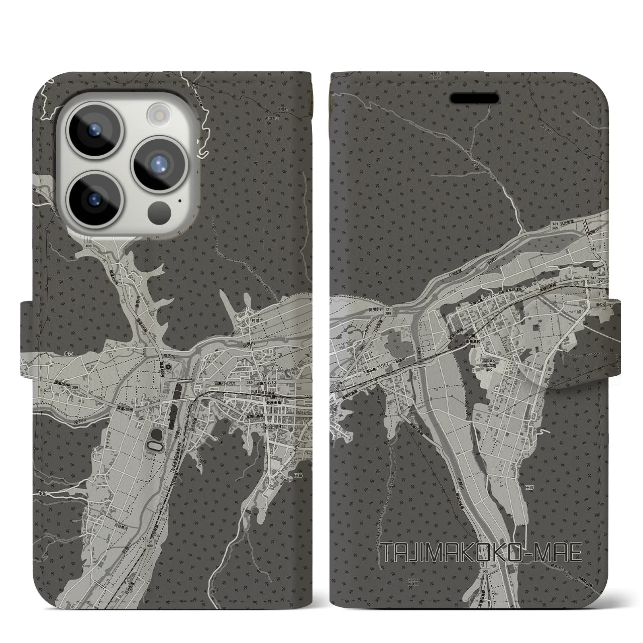 【田島高校前(福島県)】地図柄iPhoneケース(手帳タイプ)