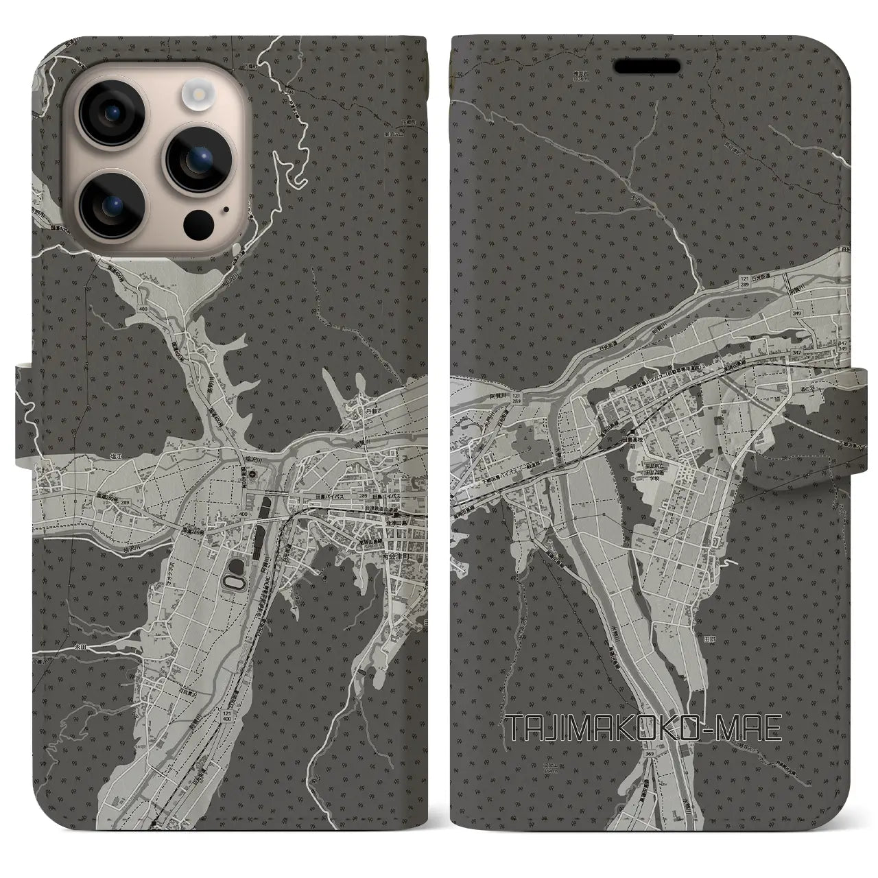 【田島高校前(福島県)】地図柄iPhoneケース(手帳タイプ)