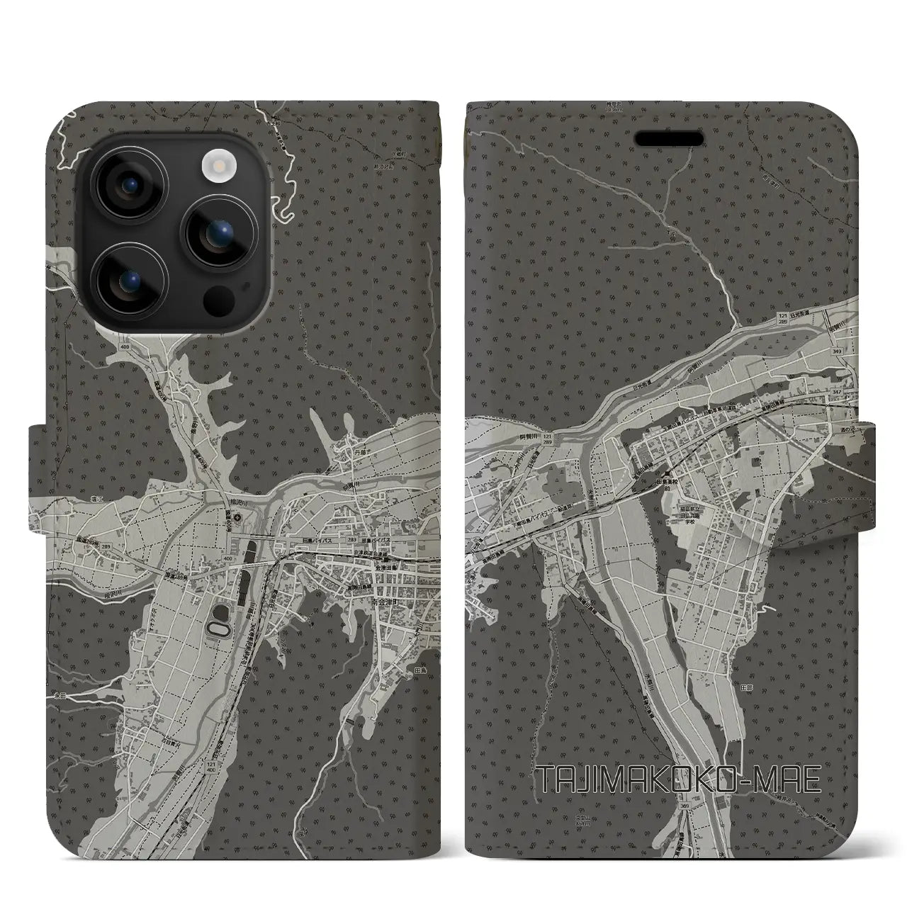 【田島高校前(福島県)】地図柄iPhoneケース(手帳タイプ)