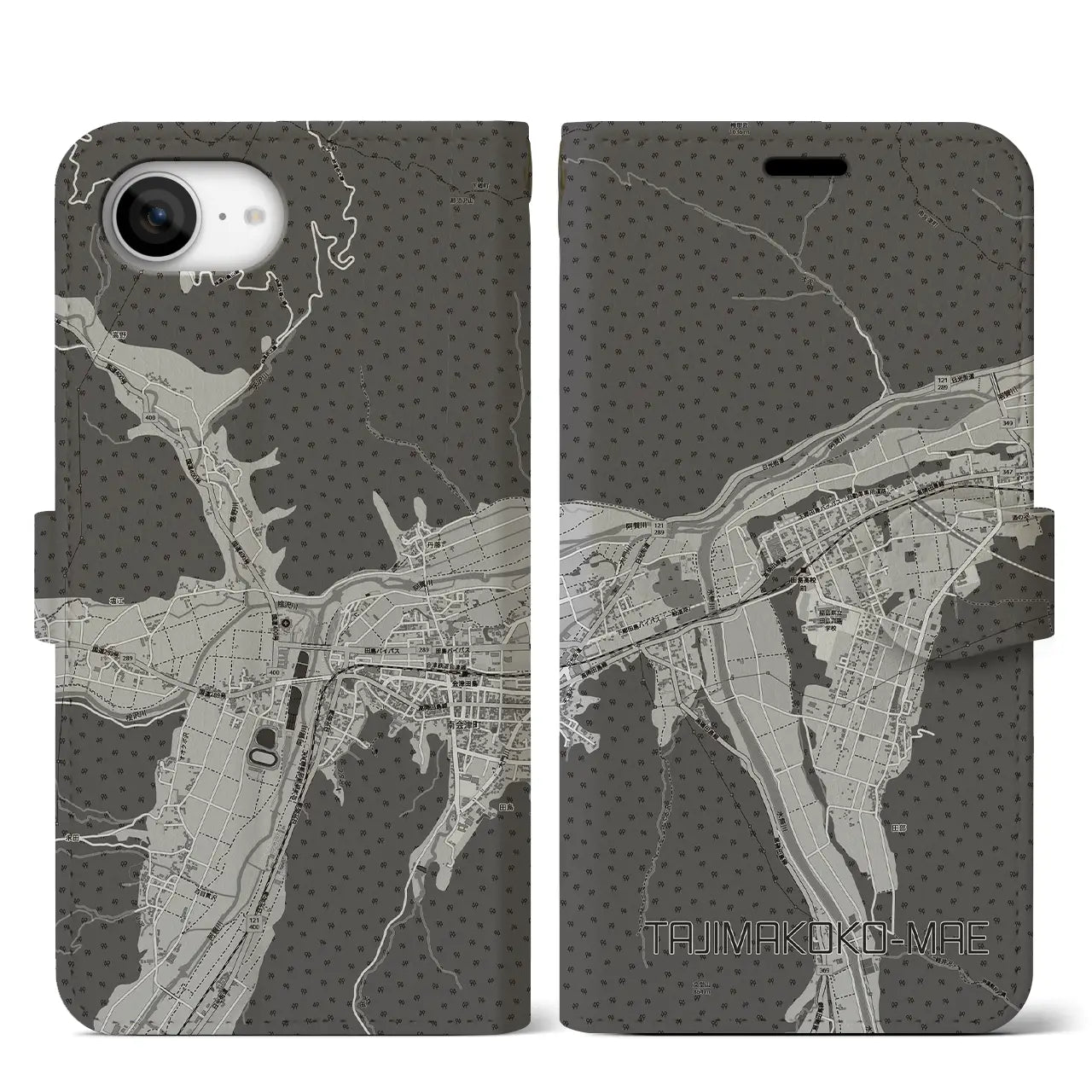 【田島高校前(福島県)】地図柄iPhoneケース(手帳タイプ)