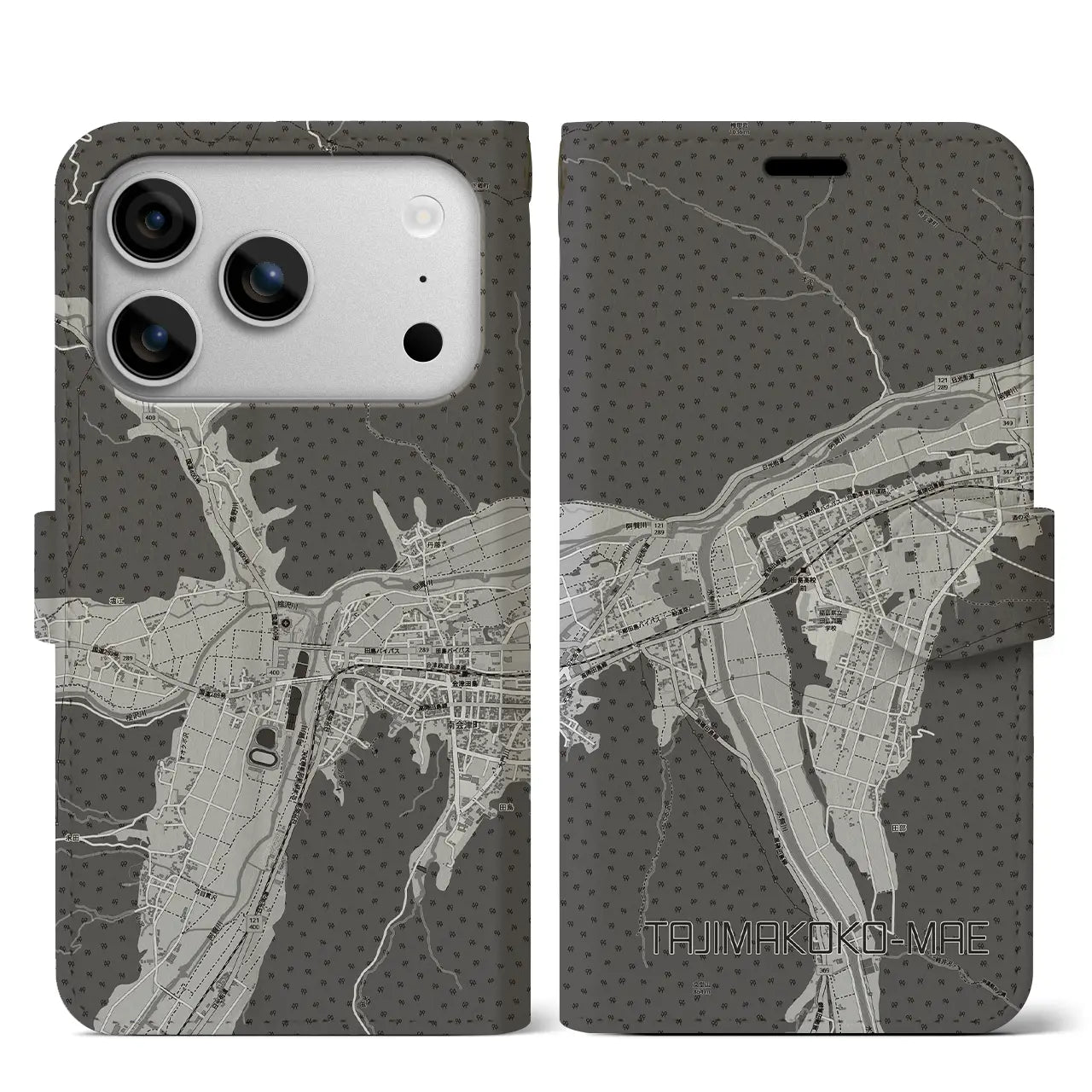 【田島高校前(福島県)】地図柄iPhoneケース(手帳タイプ)