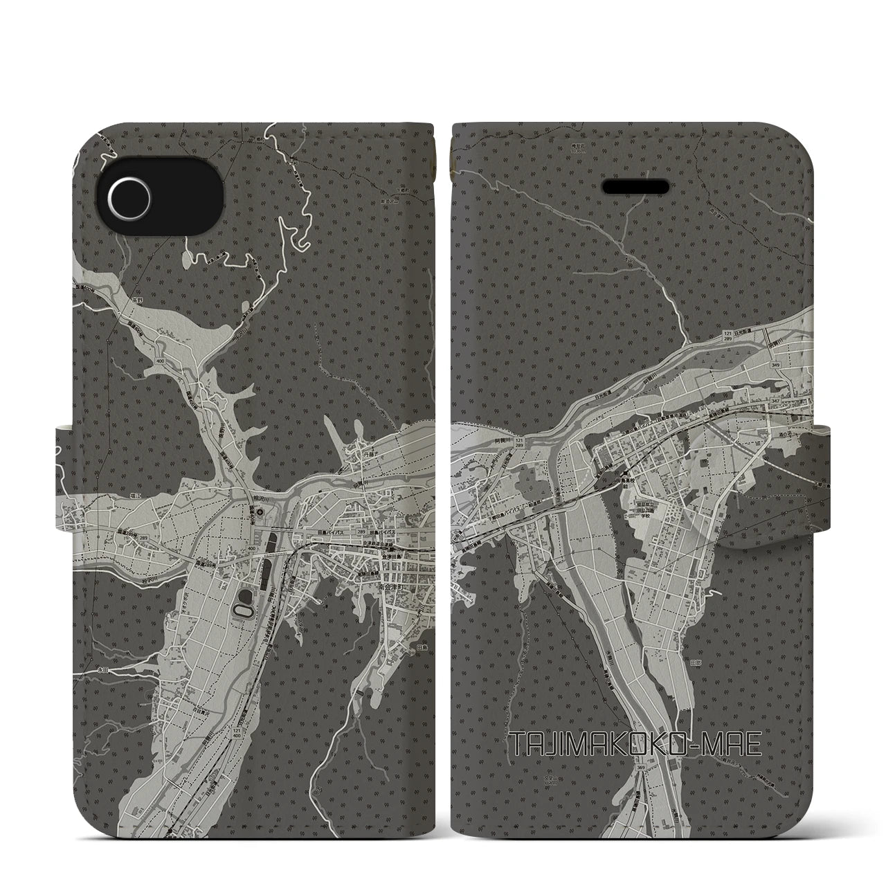 【田島高校前(福島県)】地図柄iPhoneケース(手帳タイプ)