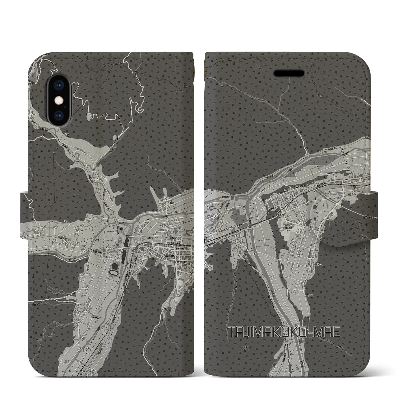 【田島高校前(福島県)】地図柄iPhoneケース(手帳タイプ)