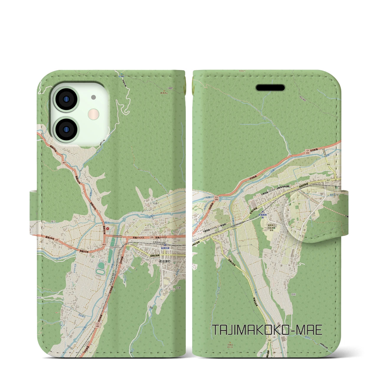 【田島高校前(福島県)】地図柄iPhoneケース(手帳タイプ)