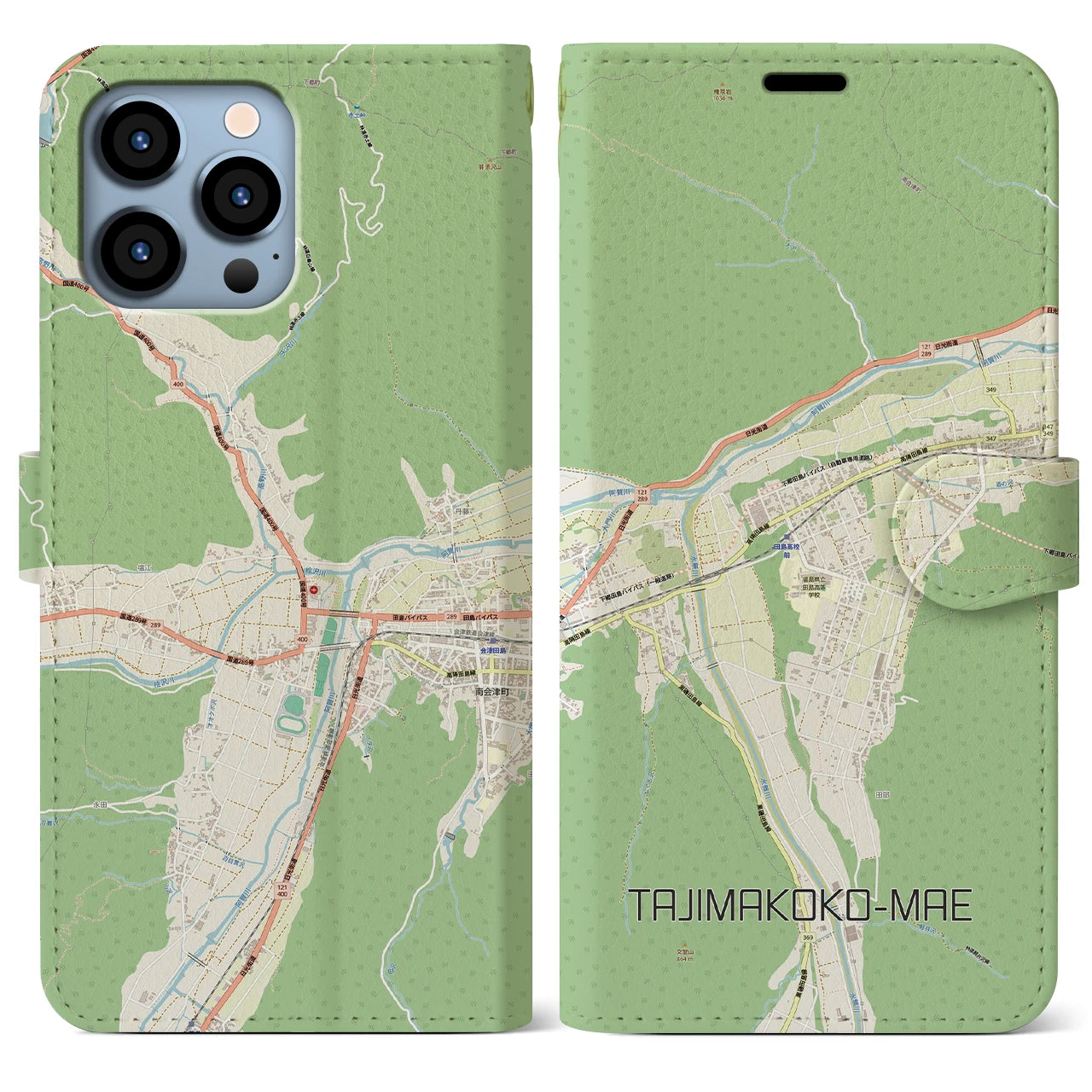 【田島高校前(福島県)】地図柄iPhoneケース(手帳タイプ)