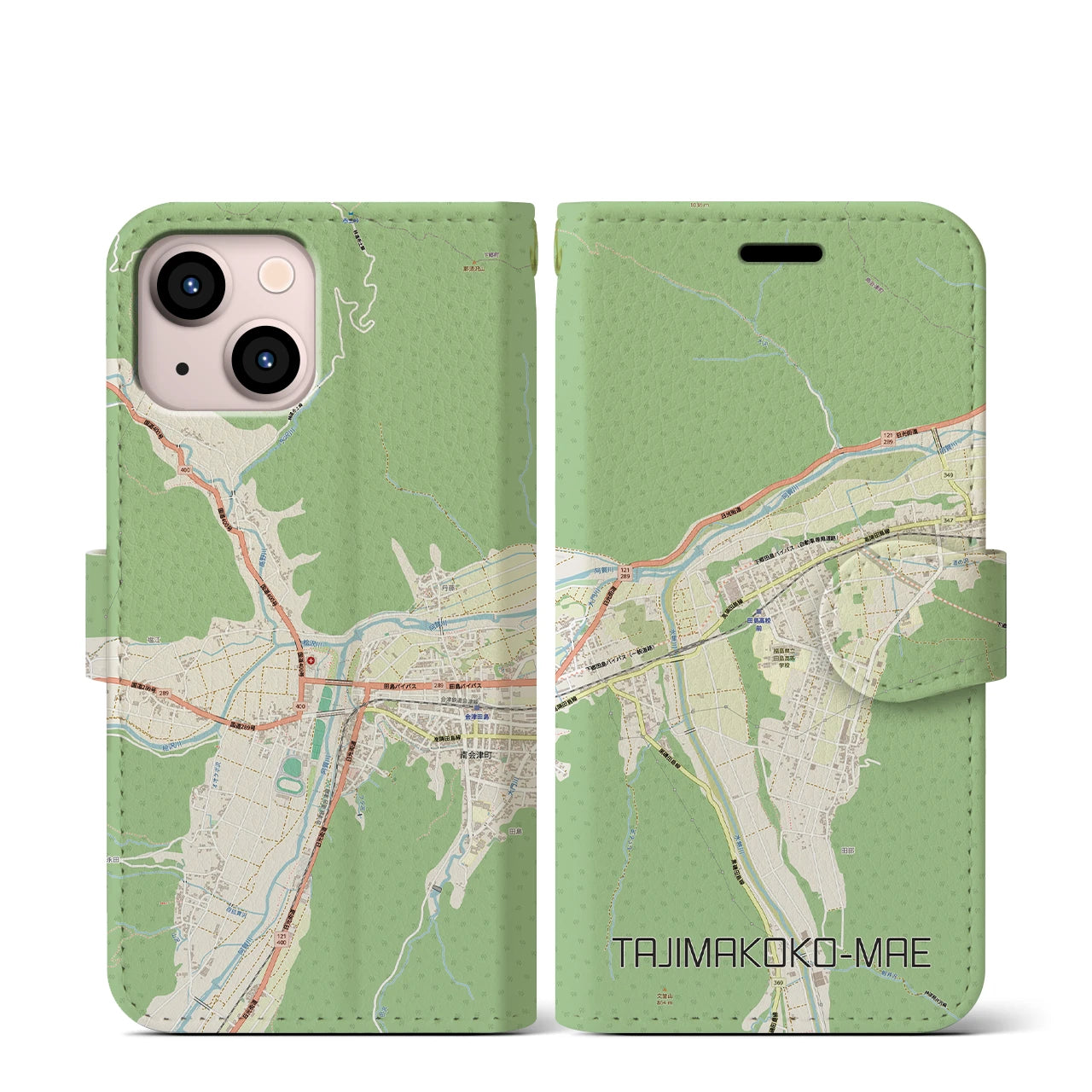 【田島高校前(福島県)】地図柄iPhoneケース(手帳タイプ)