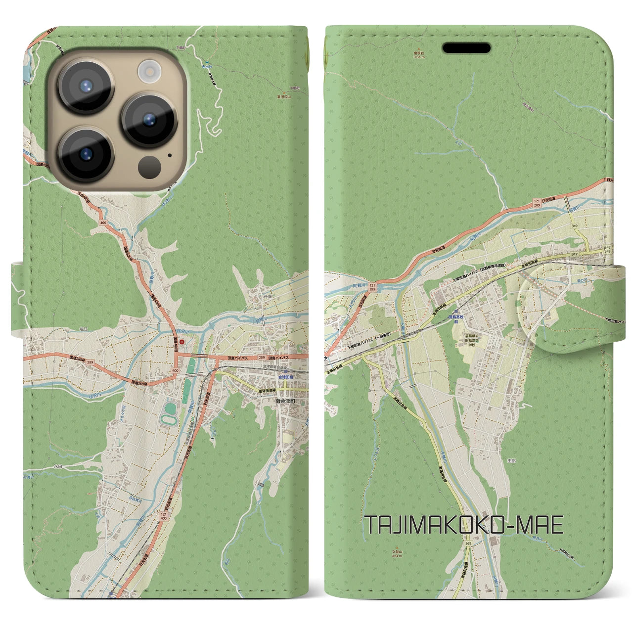 【田島高校前(福島県)】地図柄iPhoneケース(手帳タイプ)